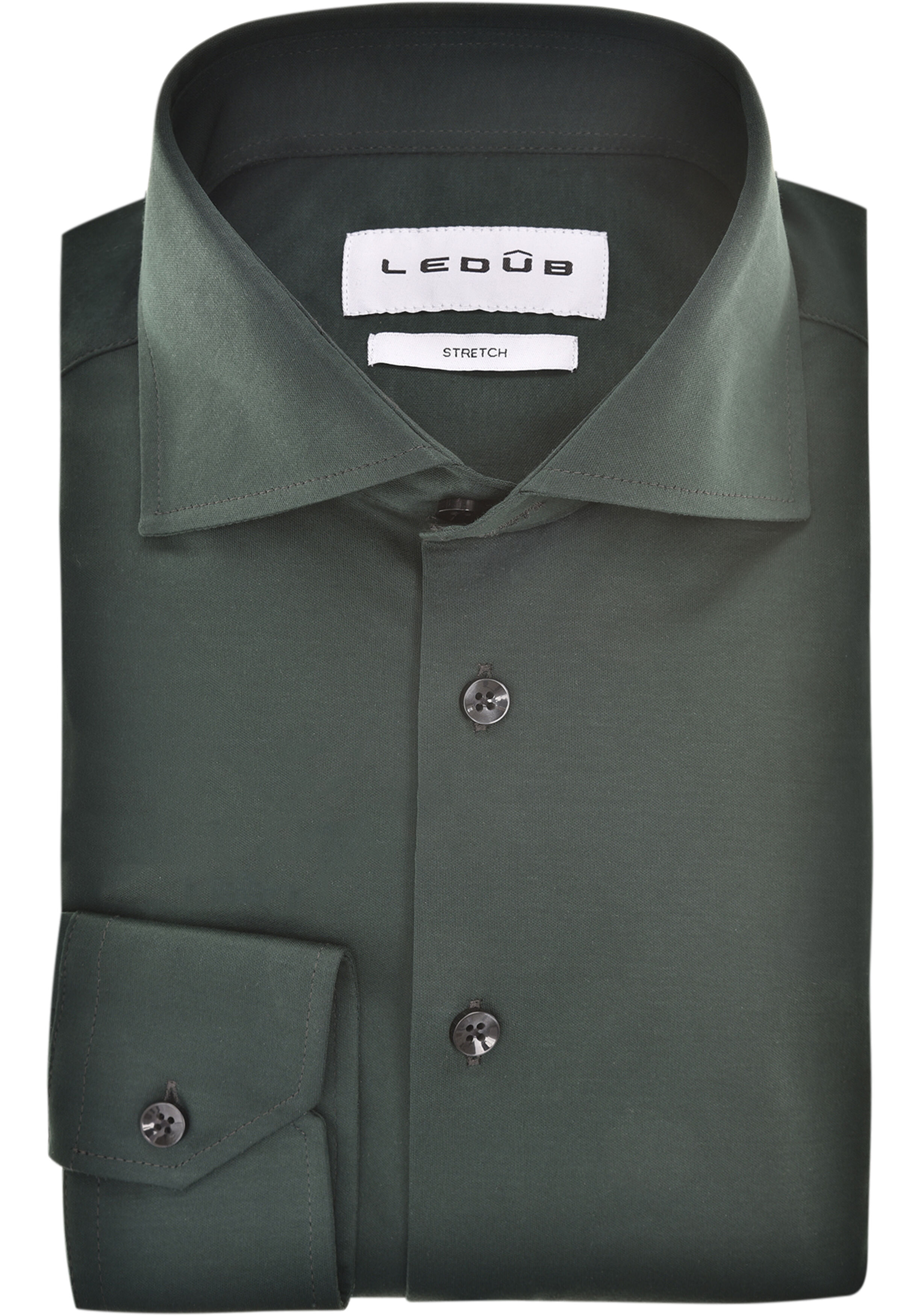 Ledub modern fit overhemd, mouwlengte 72 cm, jersey, donkergroen