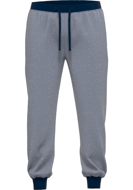 Gotzburg heren pyjama- of loungebroek, middenblauw mini dessin Gotzburg heren pyjama- of loungebroek, middenblauw mini dessin