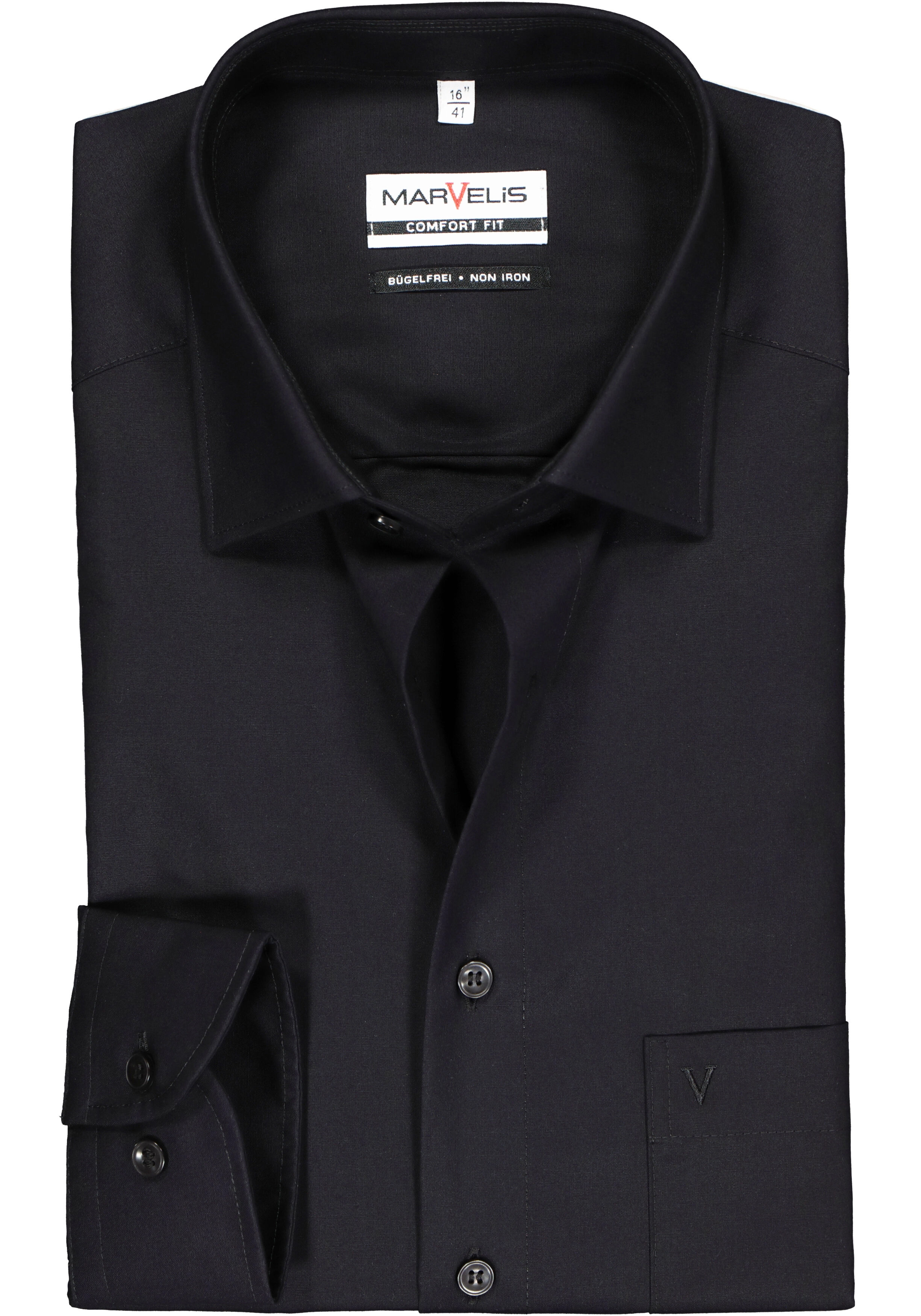 MARVELIS comfort fit overhemd, zwart