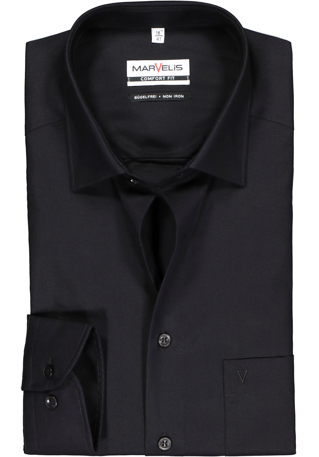 1-4032278230687_marvelis-overhemd_HR MARVELIS comfort fit overhemd, zwart