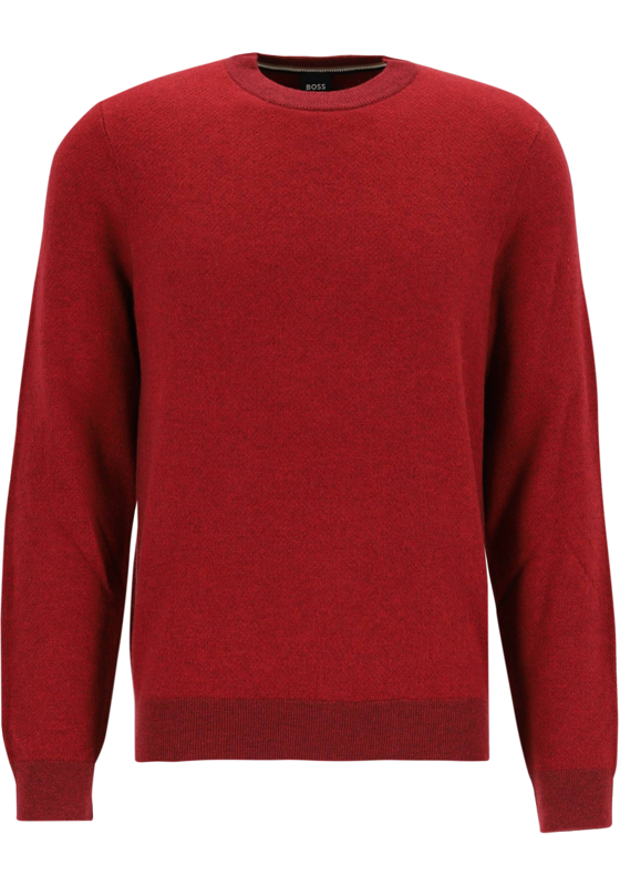 BOSS Hestro regular fit trui wolmengsel, heren trui middeldik O-hals, rood BOSS Hestro regular fit trui wolmengsel, heren trui middeldik O-hals, rood
