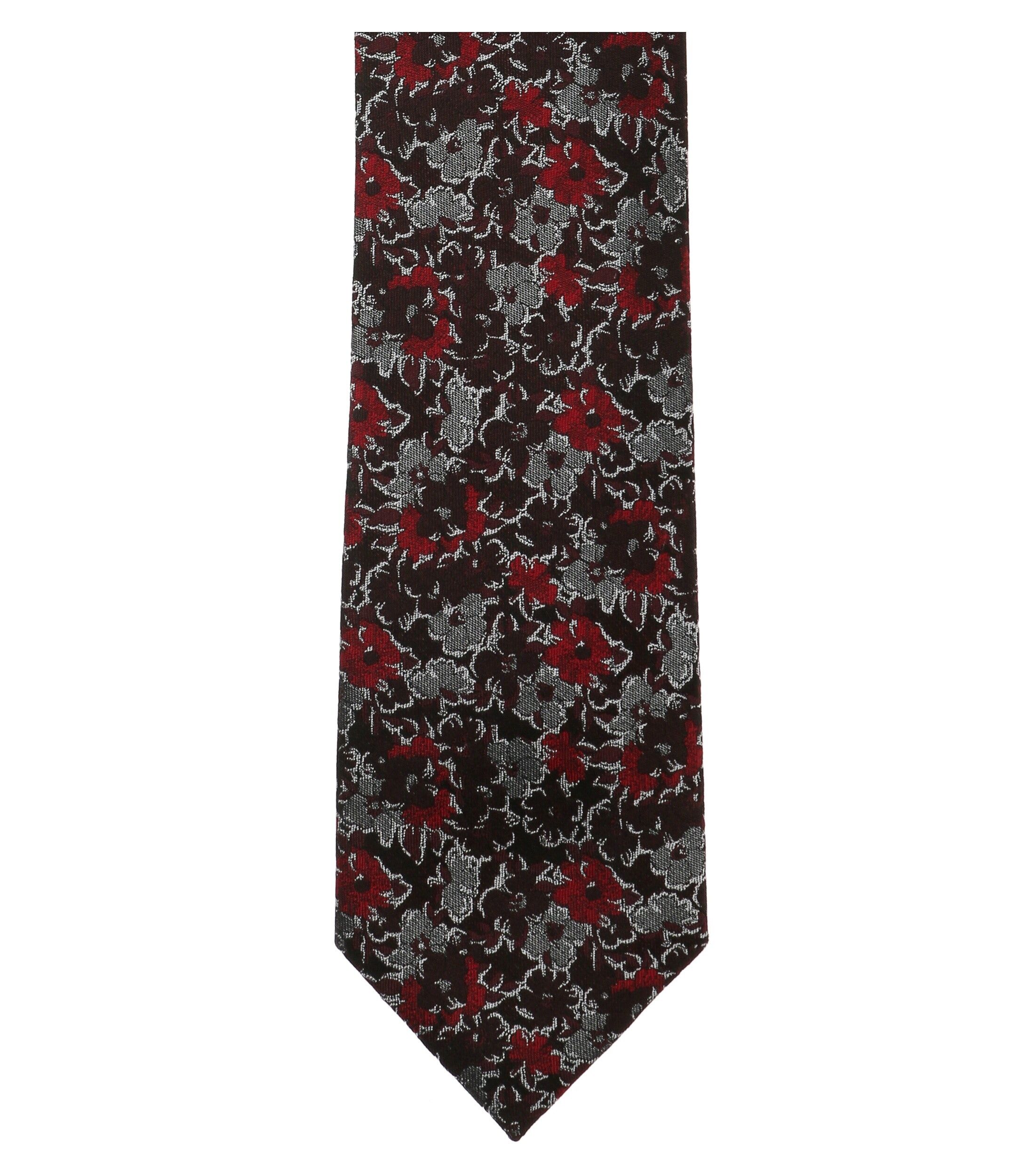VENTI stropdas, bordeaux, grijs, rood dessin