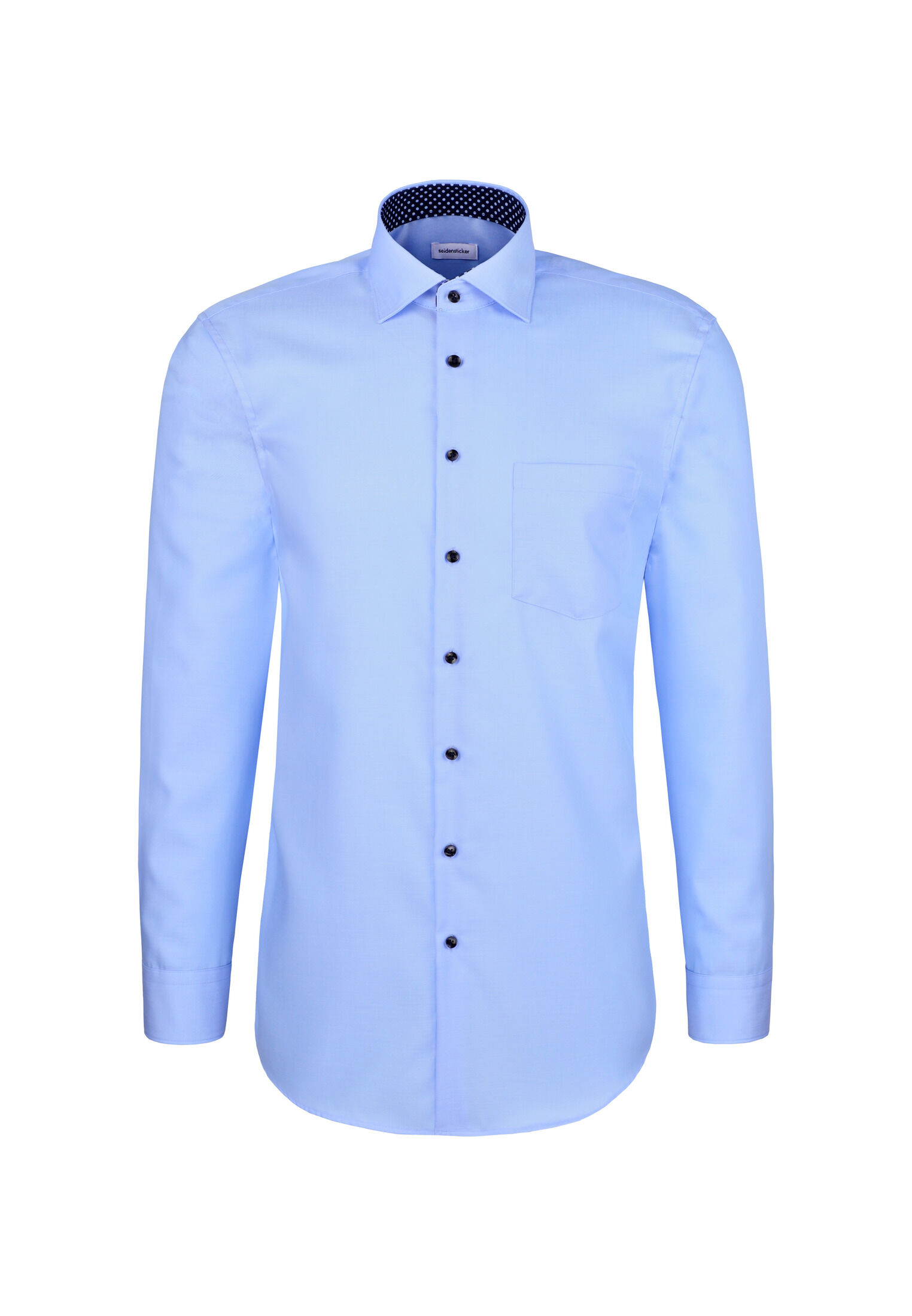 Seidensticker regular fit overhemd, mouwlengte 7, popeline, blauw
