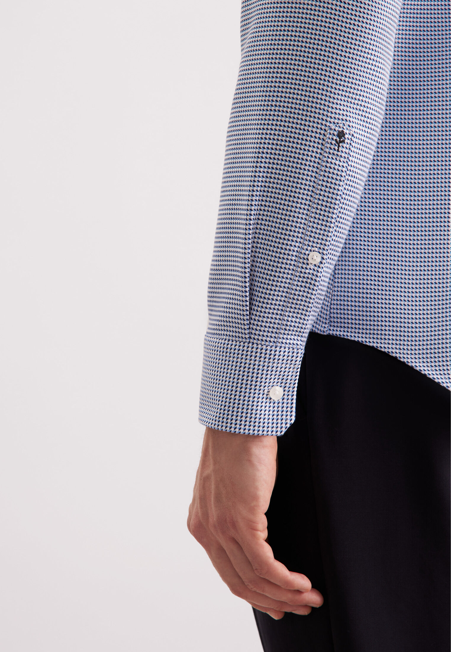 Seidensticker x-slim fit overhemd, popeline, blauw geruit