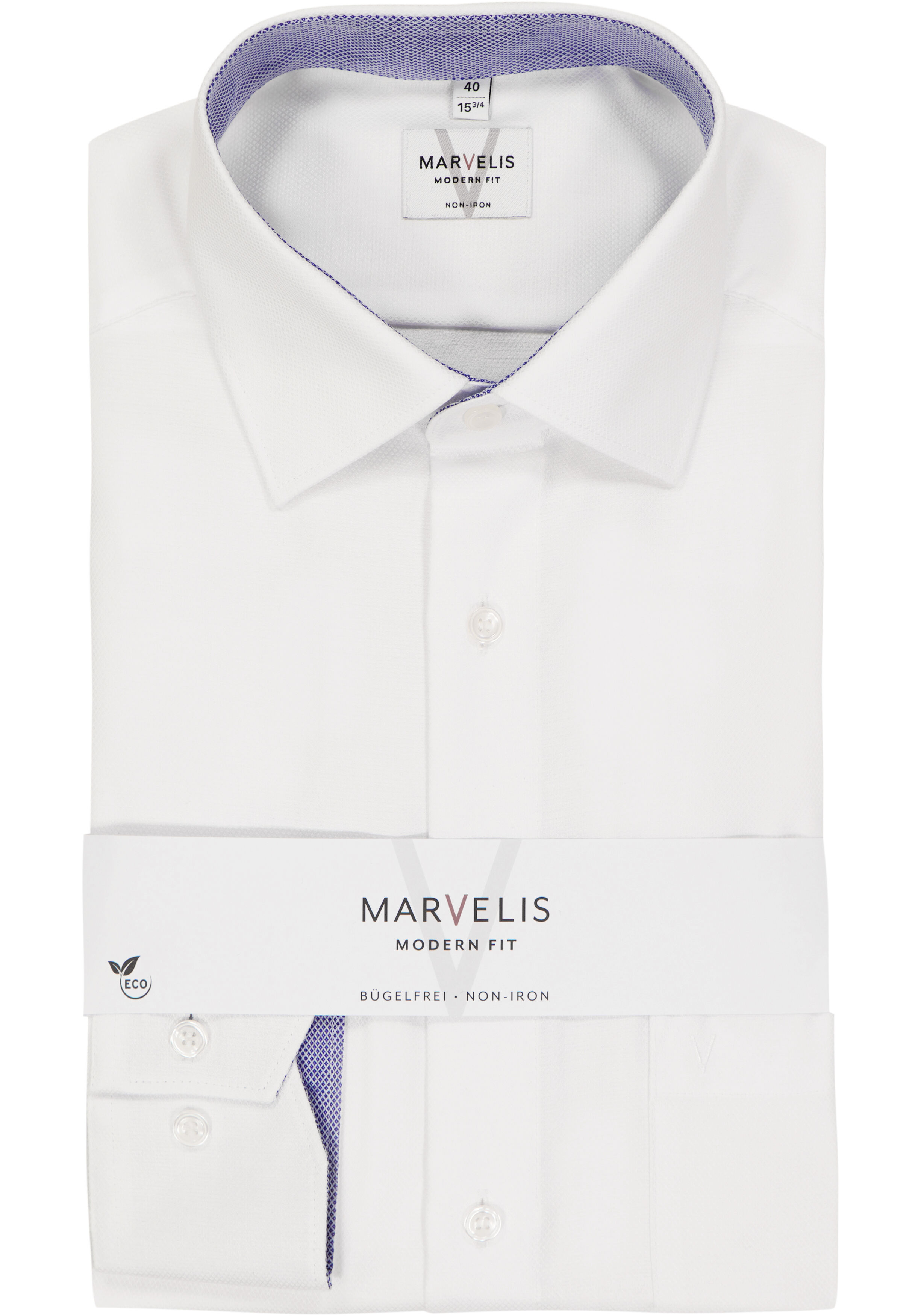 MARVELIS modern fit overhemd, wit structuur (contrast)