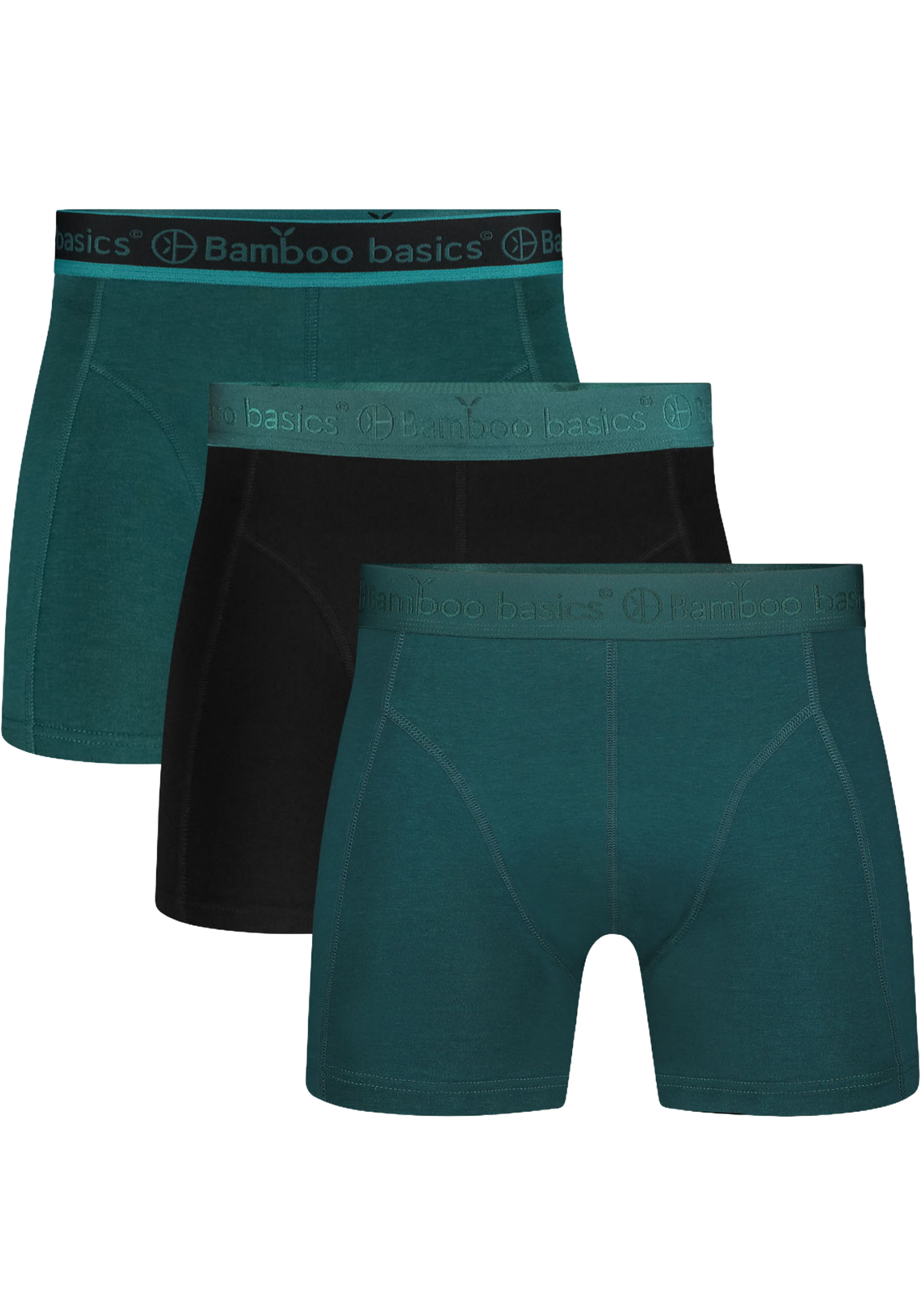 Bamboo Basics Rico boxershorts (3-pack), heren boxershort, donker teal, zwart tailleband donker teal, donker teal