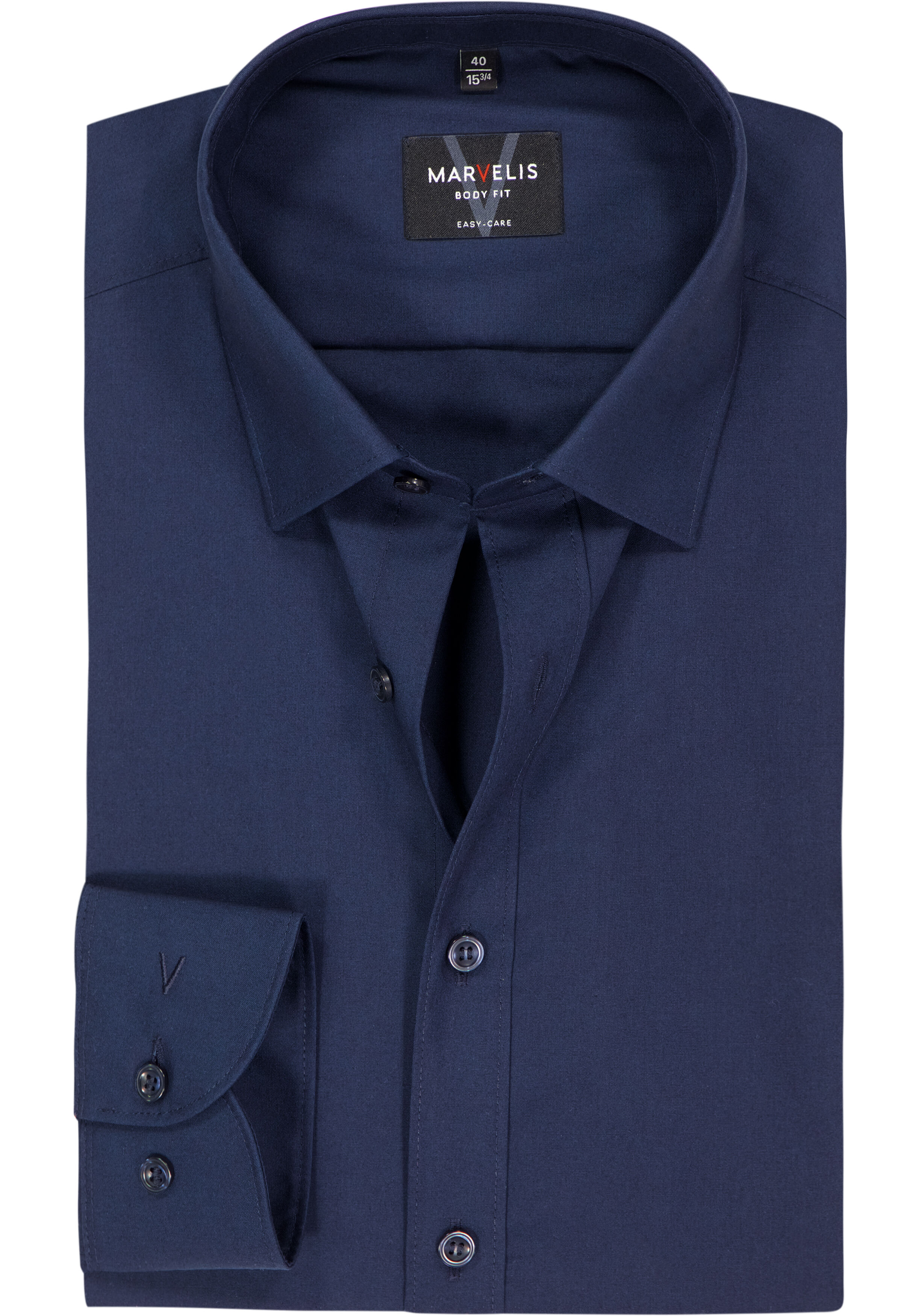 MARVELIS body fit overhemd, donkerblauw   