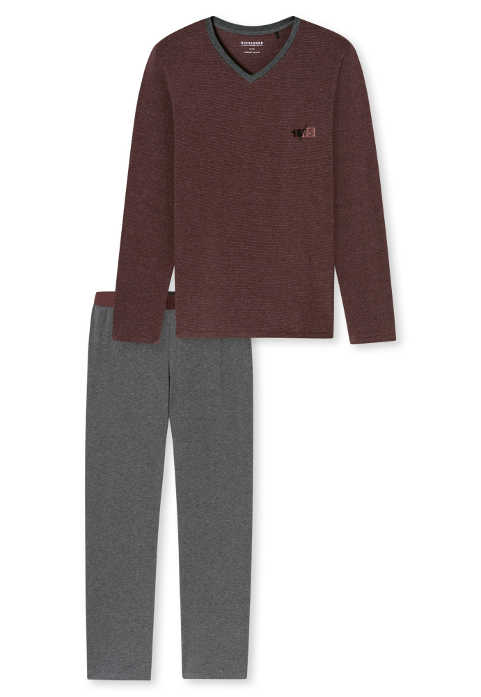 SCHIESSER 95/5 Pyjama lang, heren pyjama set, wijnrood