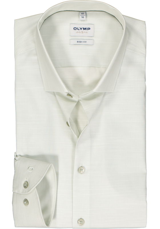 OLYMP Level 5 body fit overhemd, structuur, olijfgroen OLYMP Level 5 body fit overhemd, structuur, olijfgroen
