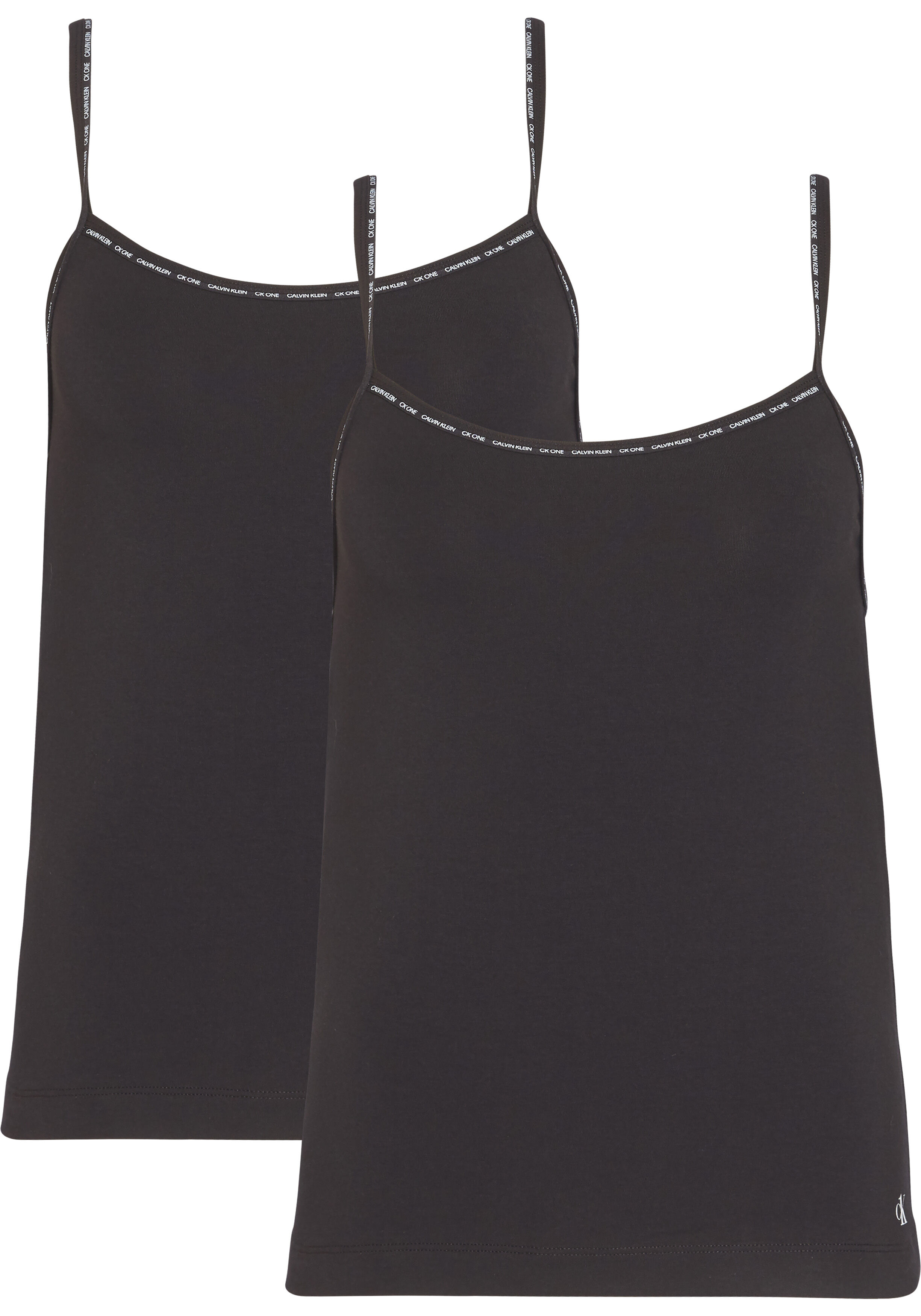 Calvin Klein dames ONE Cotton spaghetti tops (2-pack), zwart