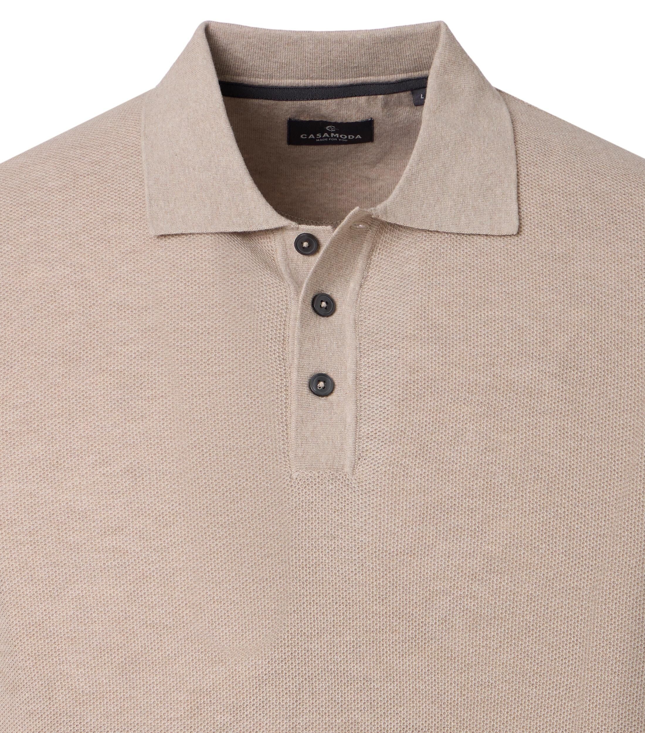 CASA MODA comfort fit heren polo lange mouw, beige