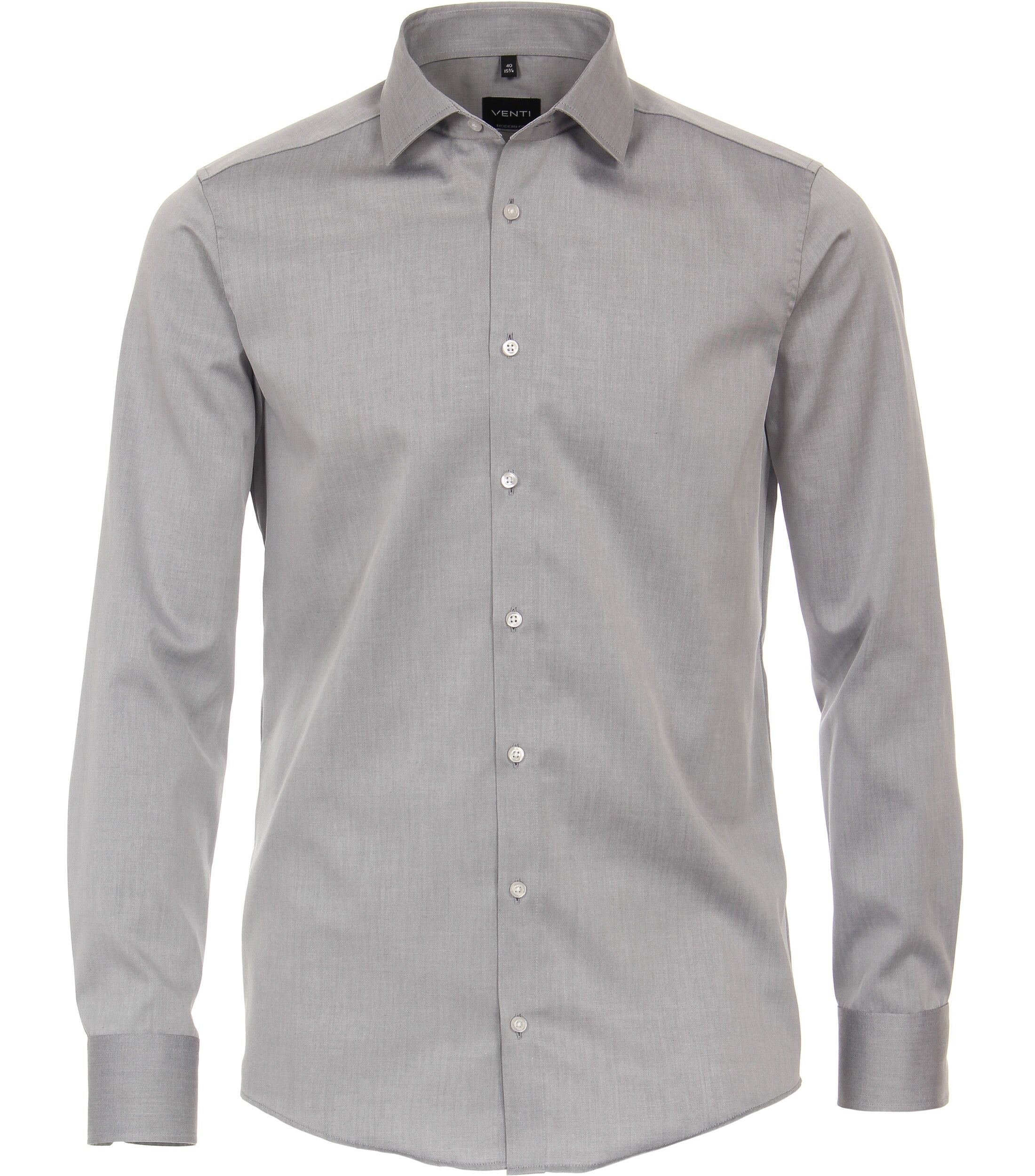 VENTI modern fit overhemd, mouwlengte 7, twill, zilvergrijs