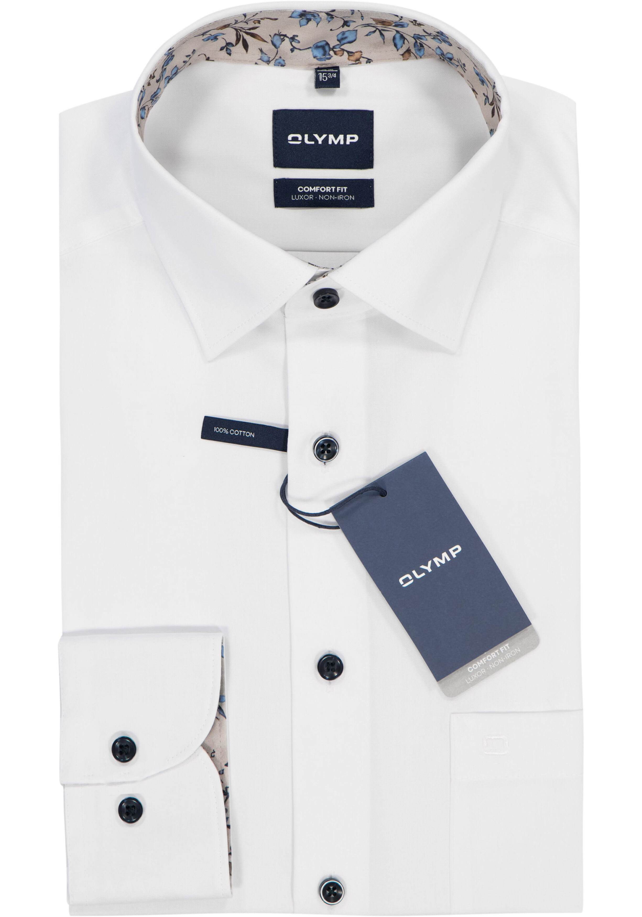 OLYMP Luxor comfort fit overhemd, twill, wit