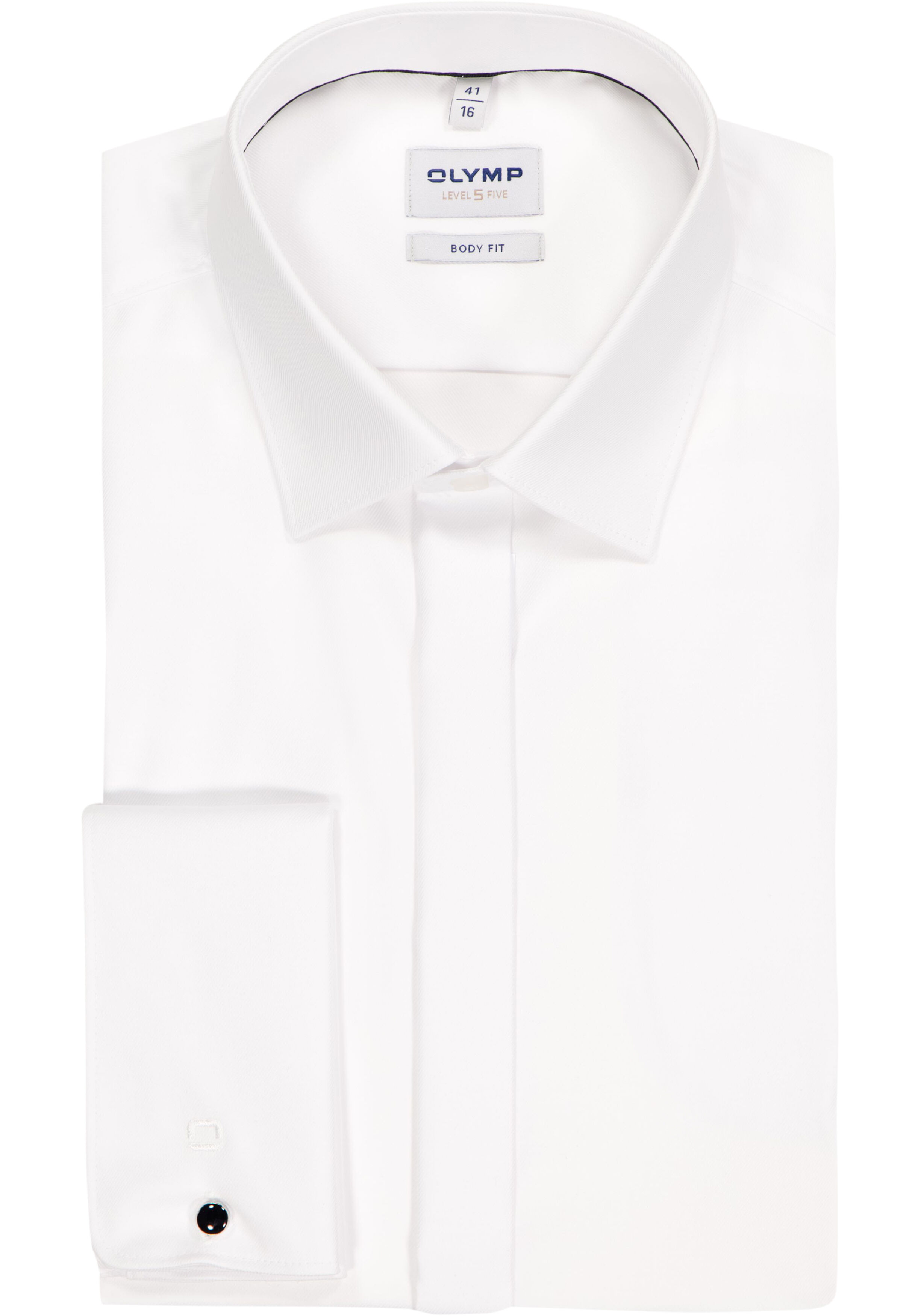 OLYMP Level 5 body fit overhemd, twill, wit