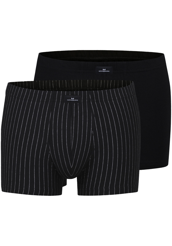 Gotzburg heren boxer normale lengte (2-pack), zwart en zwart-wit gestreept Gotzburg heren boxer normale lengte (2-pack), zwart en zwart-wit gestreept