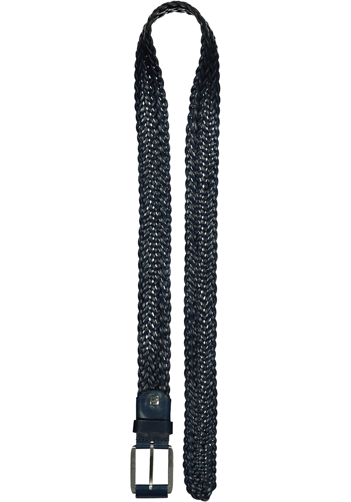 2-4032057344611_riemen_HR LINDENMANN leren heren riem, marine blauw gevlochten