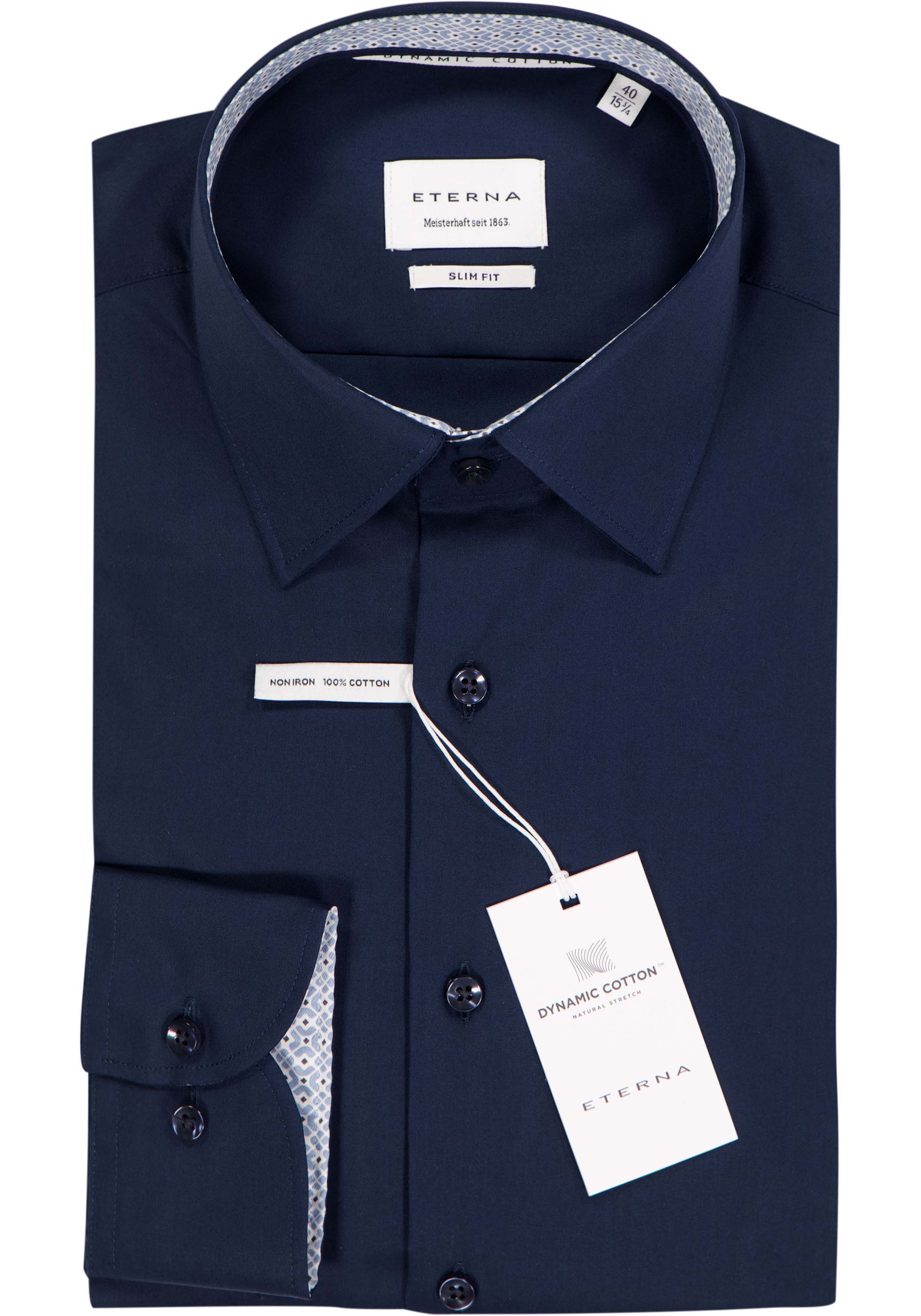ETERNA slim fit overhemd, popeline, donkerblauw