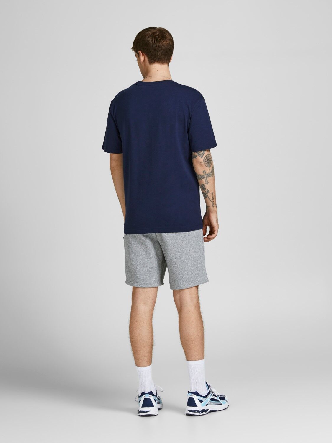 JACK & JONES Bradley Sweat Shorts loose fit, heren joggingbroek kort, lichtgrijs melange