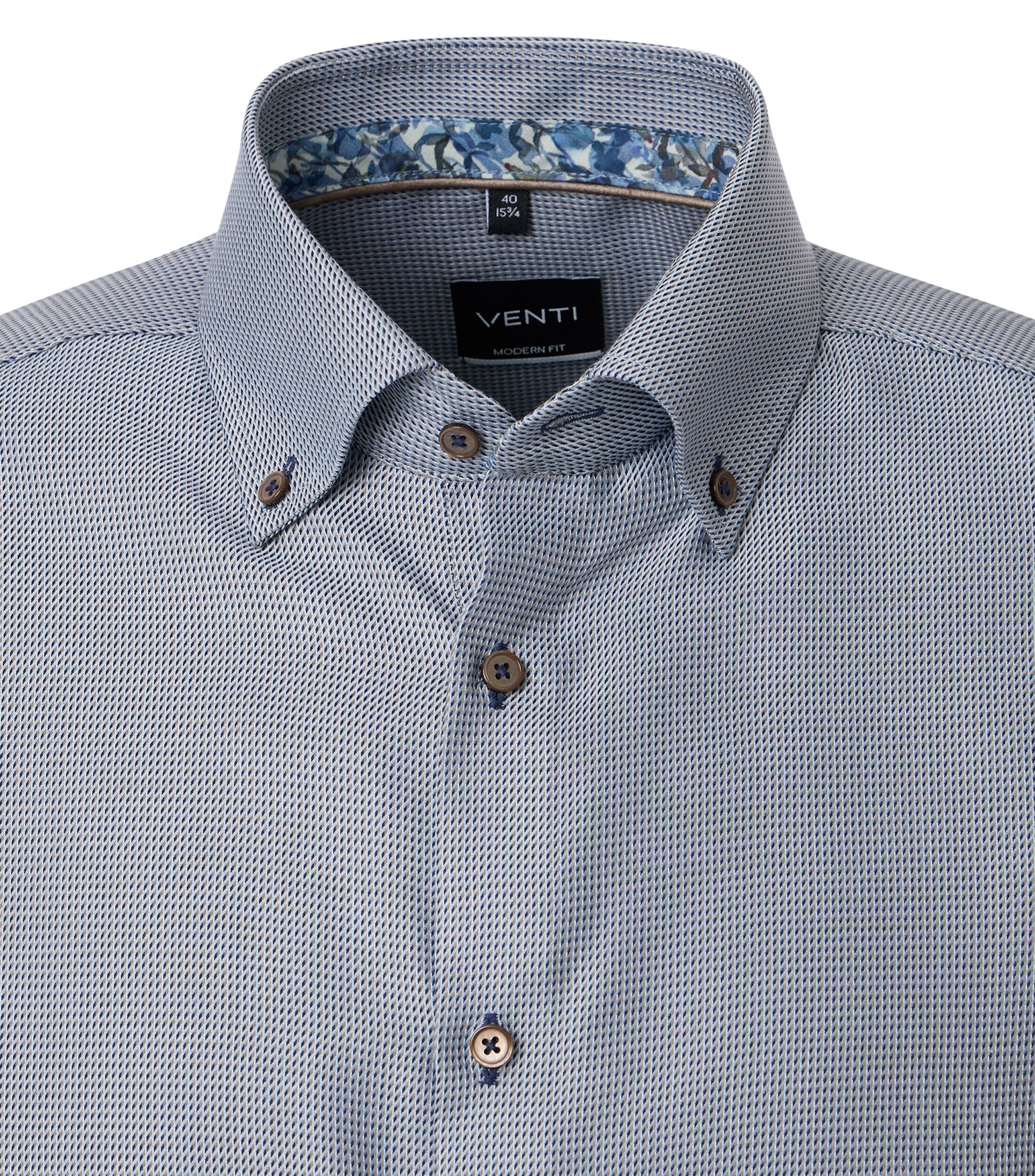 VENTI modern fit overhemd, dobby, bruin - 144321900-201