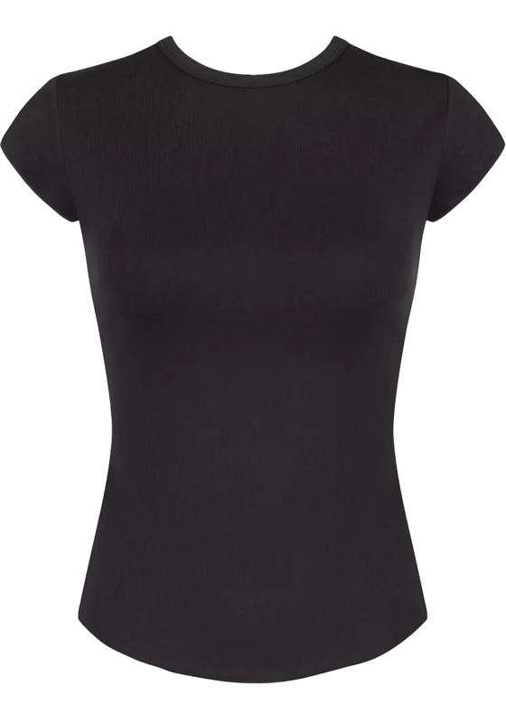 Sloggi Women GO Ribbed T-Shirt (1-pack), dames T-shirt, zwart Sloggi Women GO Ribbed T-Shirt (1-pack), dames T-shirt, zwart