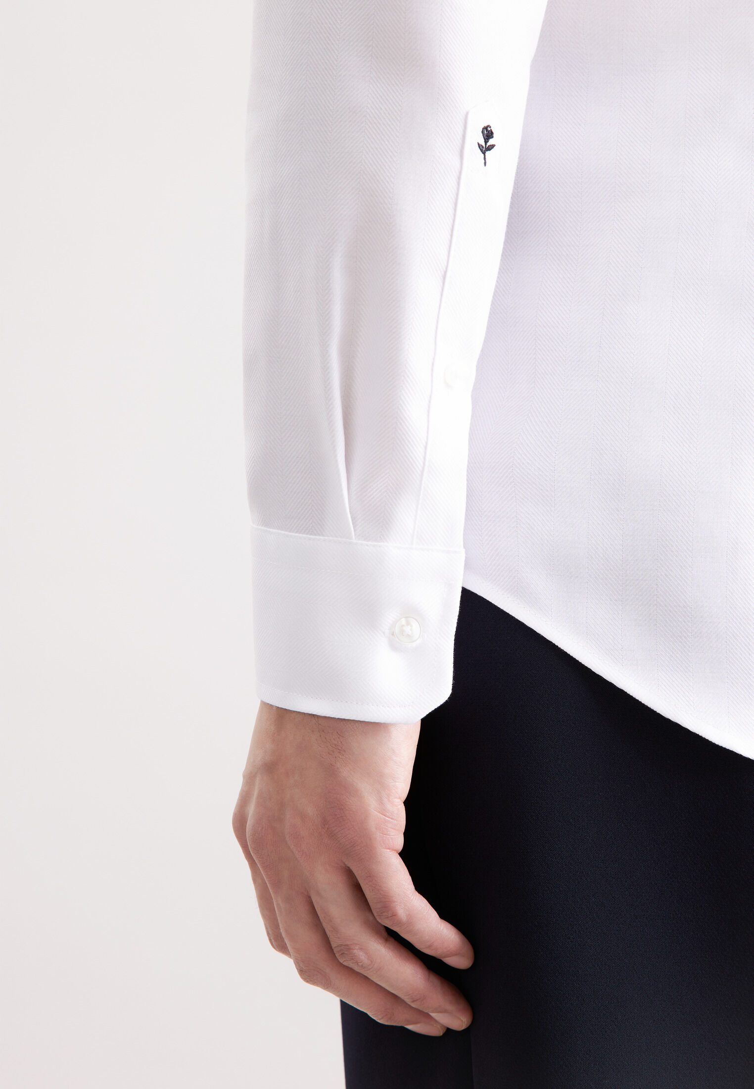 Seidensticker shaped fit overhemd, herringbone, wit