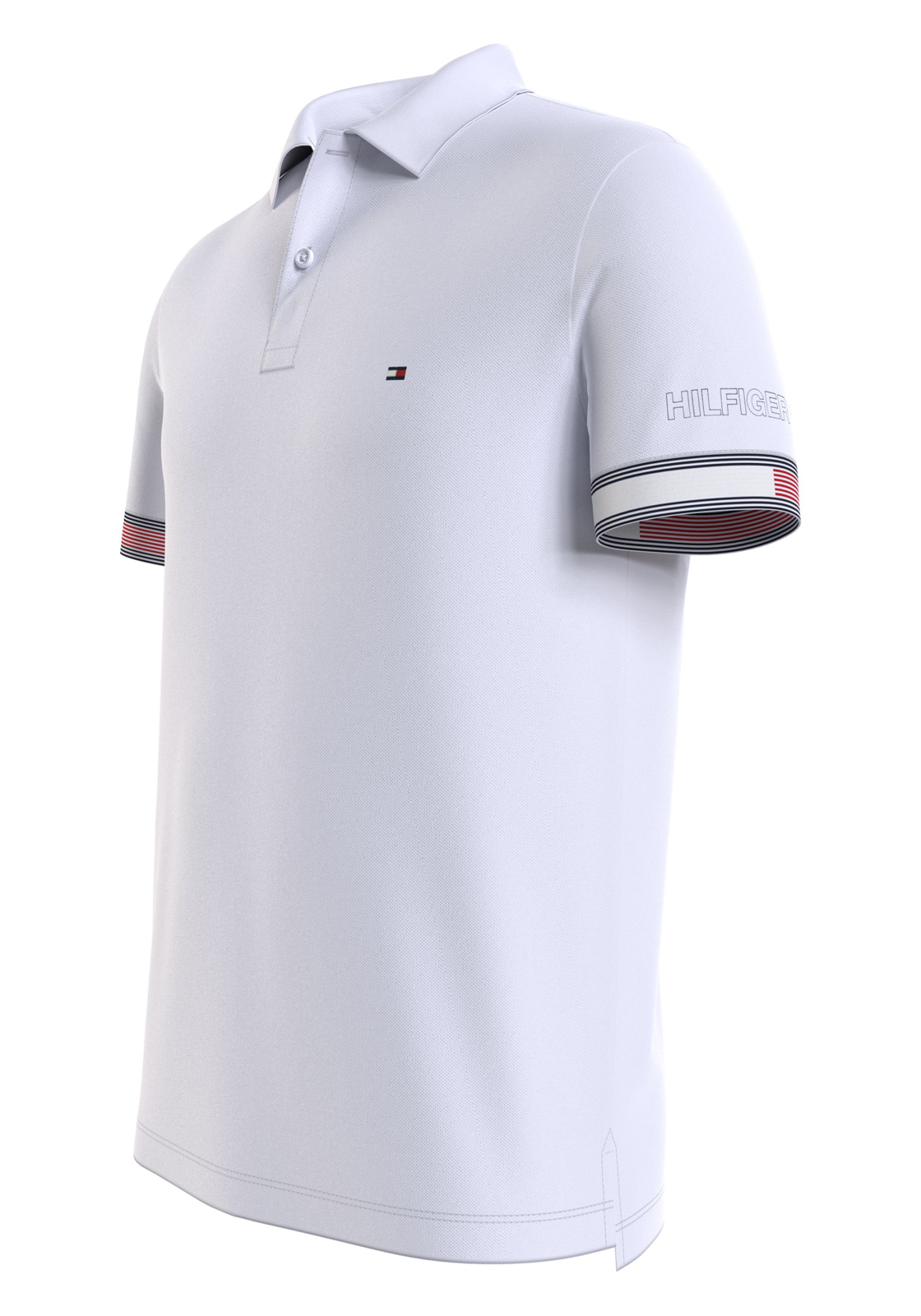 image_4_MW0MW34780YBR_D_C4101wid2000amphei2000ampop_usm1710 Tommy Hilfiger Flag Cuff Slim Polo, heren poloshirt, wit