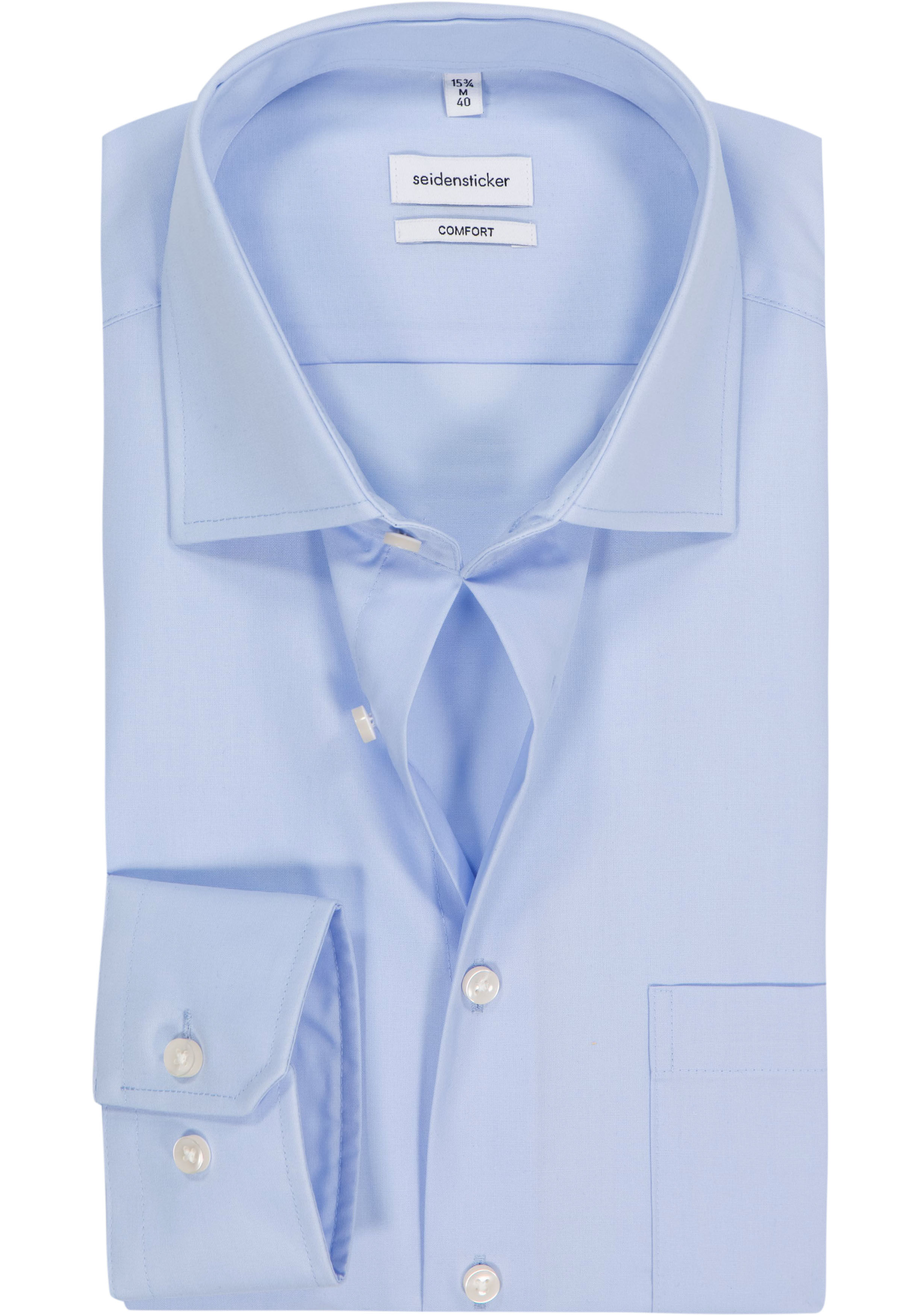 Seidensticker comfort fit overhemd, popeline, blauw