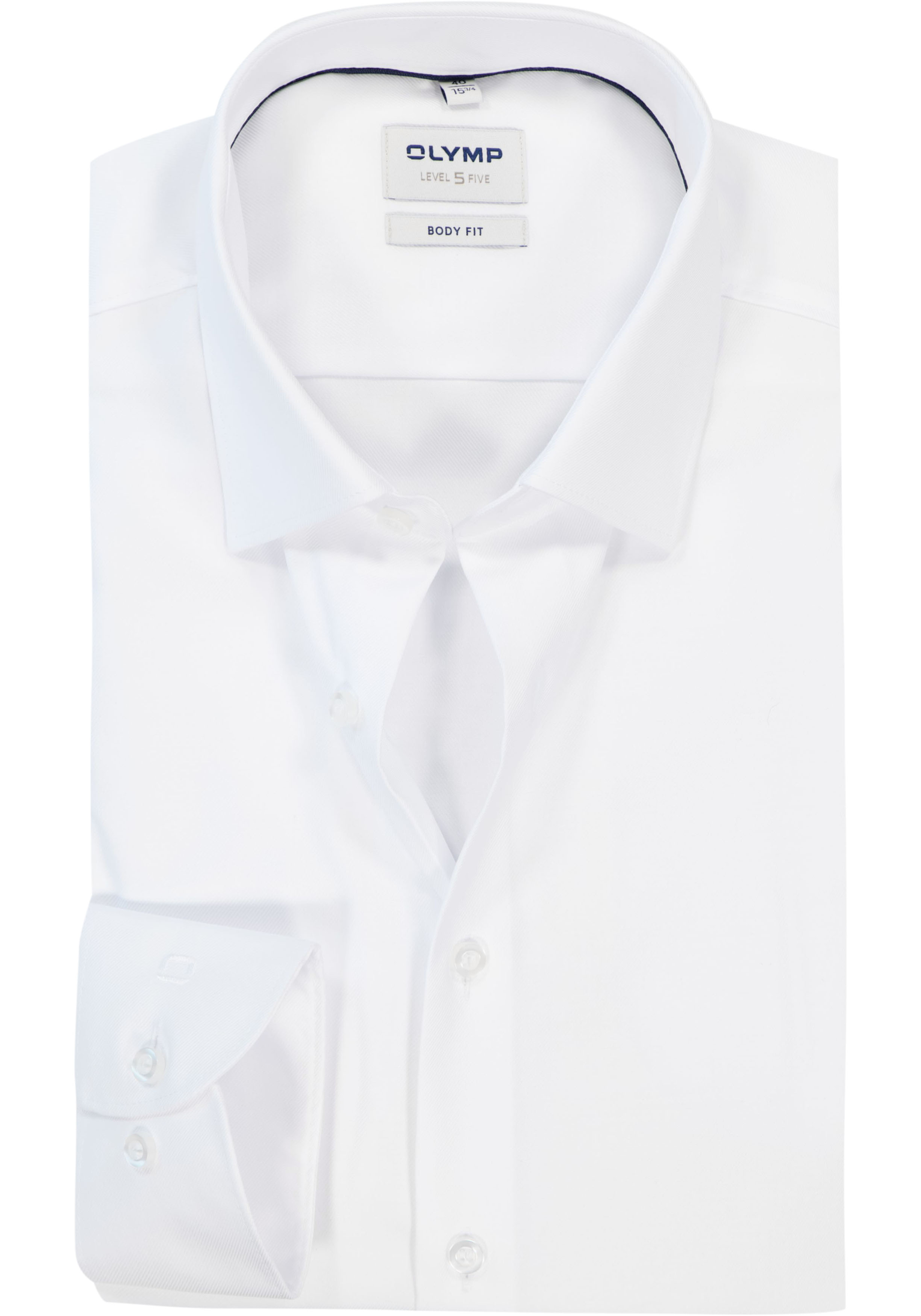 OLYMP Level 5 body fit overhemd, wit twill 