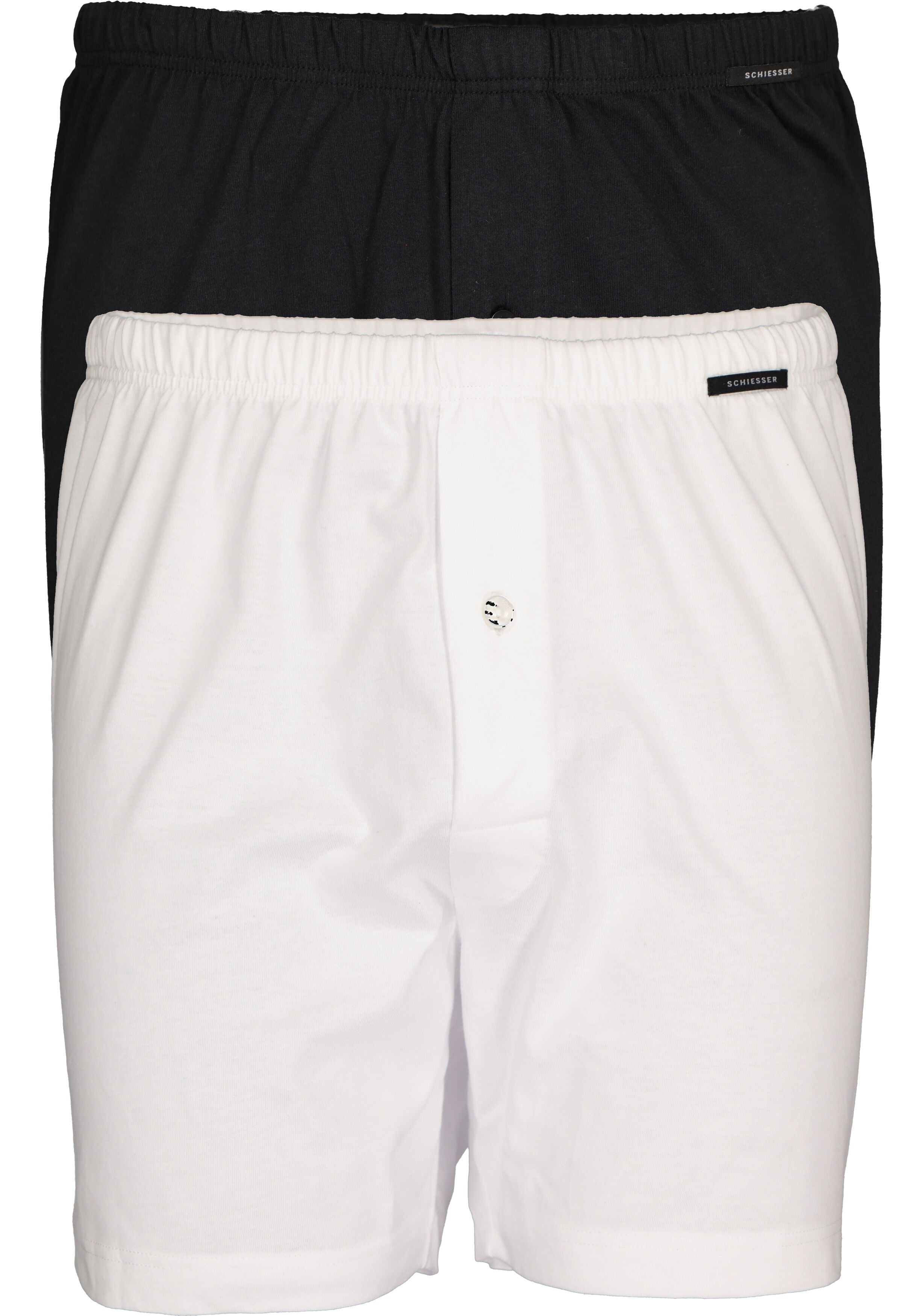 SCHIESSER Cotton Essentials boxershorts wijd (2-pack), tricot, zwart en wit