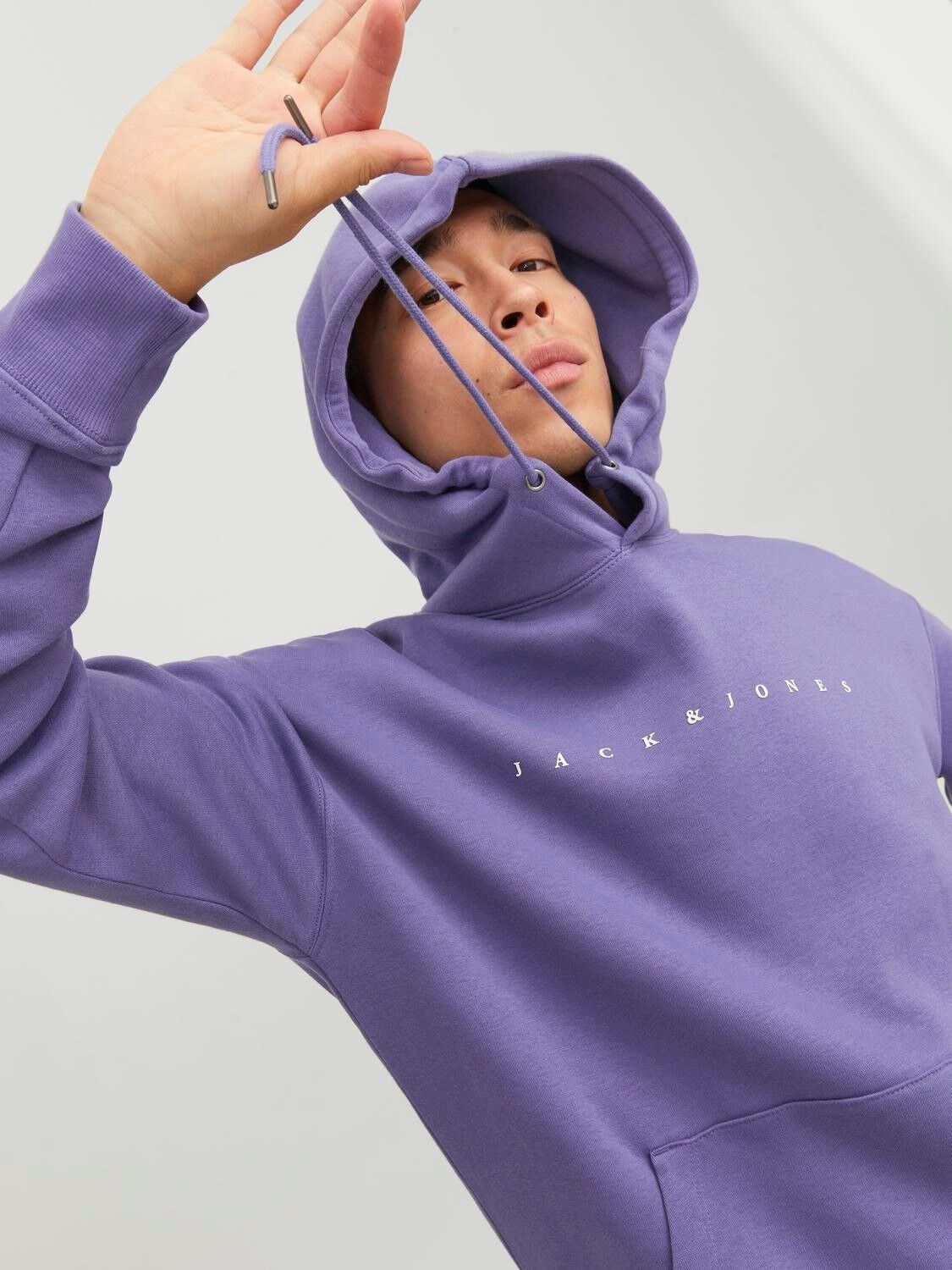 JACK & JONES Star jj sweat hood regular fit, heren hoodie katoenmengsel met capuchon, paars