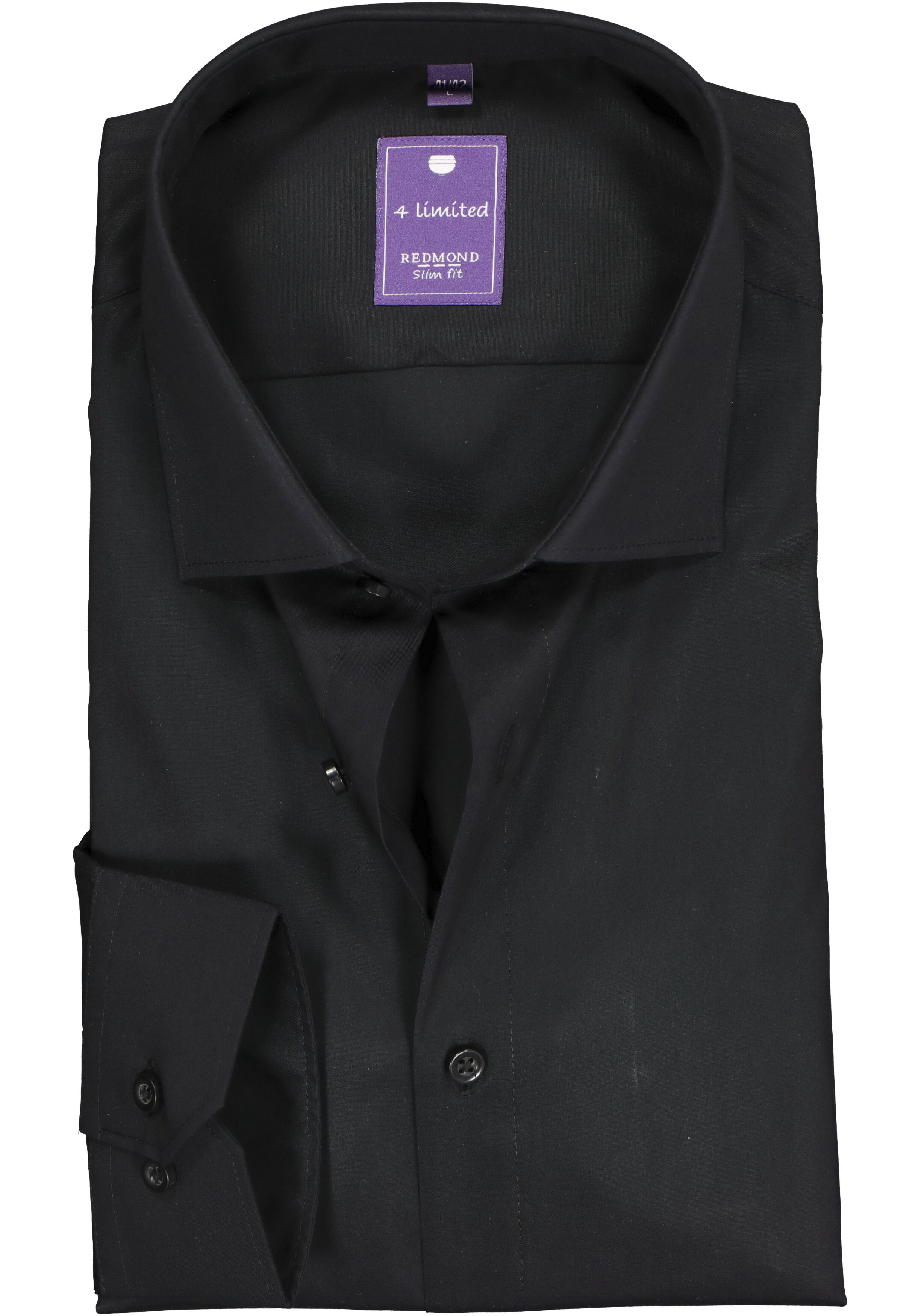 Redmond slim fit overhemd, zwart