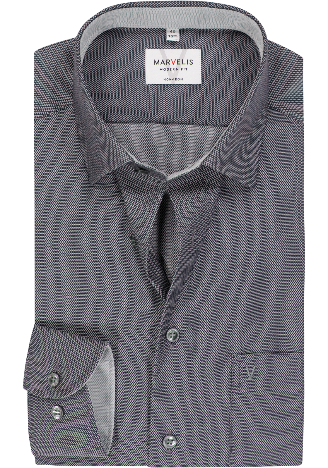 MARVELIS modern fit overhemd, zwart structuur (contrast)  MARVELIS modern fit overhemd, zwart structuur (contrast)
