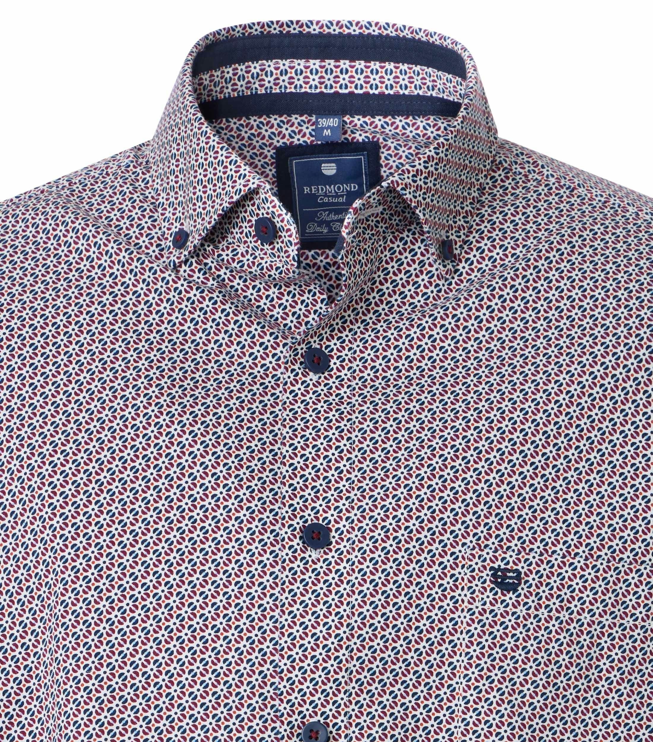Redmond comfort fit overhemd, popeline, rood dessin