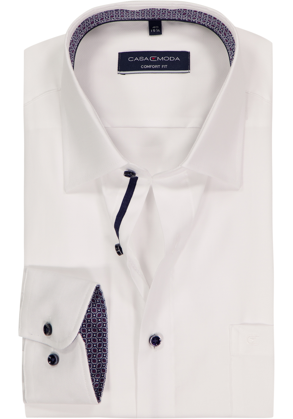 CASA MODA comfort fit overhemd, wit structuur (contrast) CASA MODA comfort fit overhemd, wit structuur (contrast)
