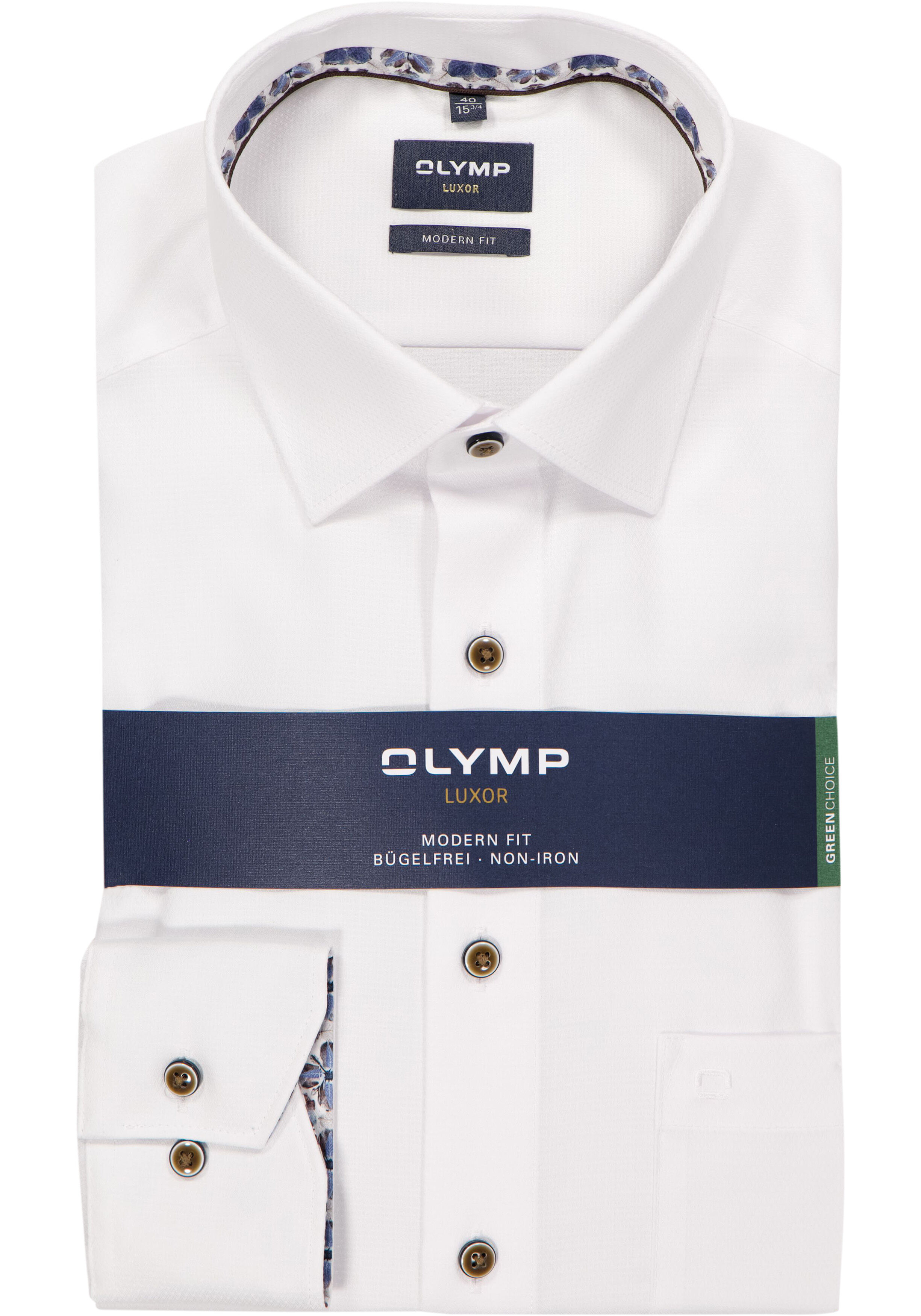 OLYMP Luxor modern fit overhemd, structuur, wit