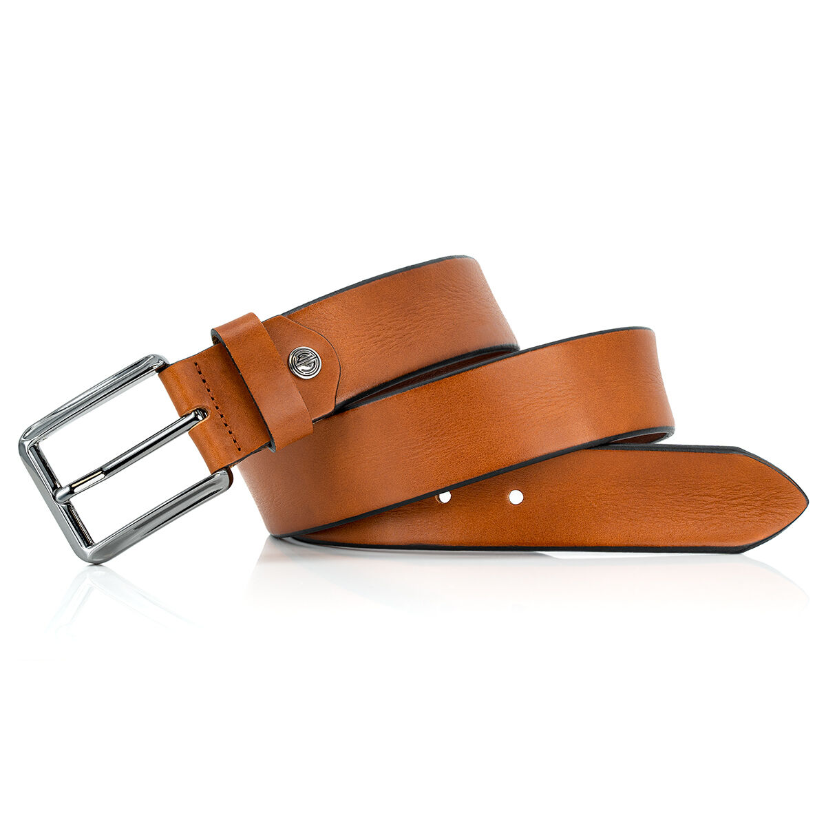 LINDENMANN leren heren riem, cognac