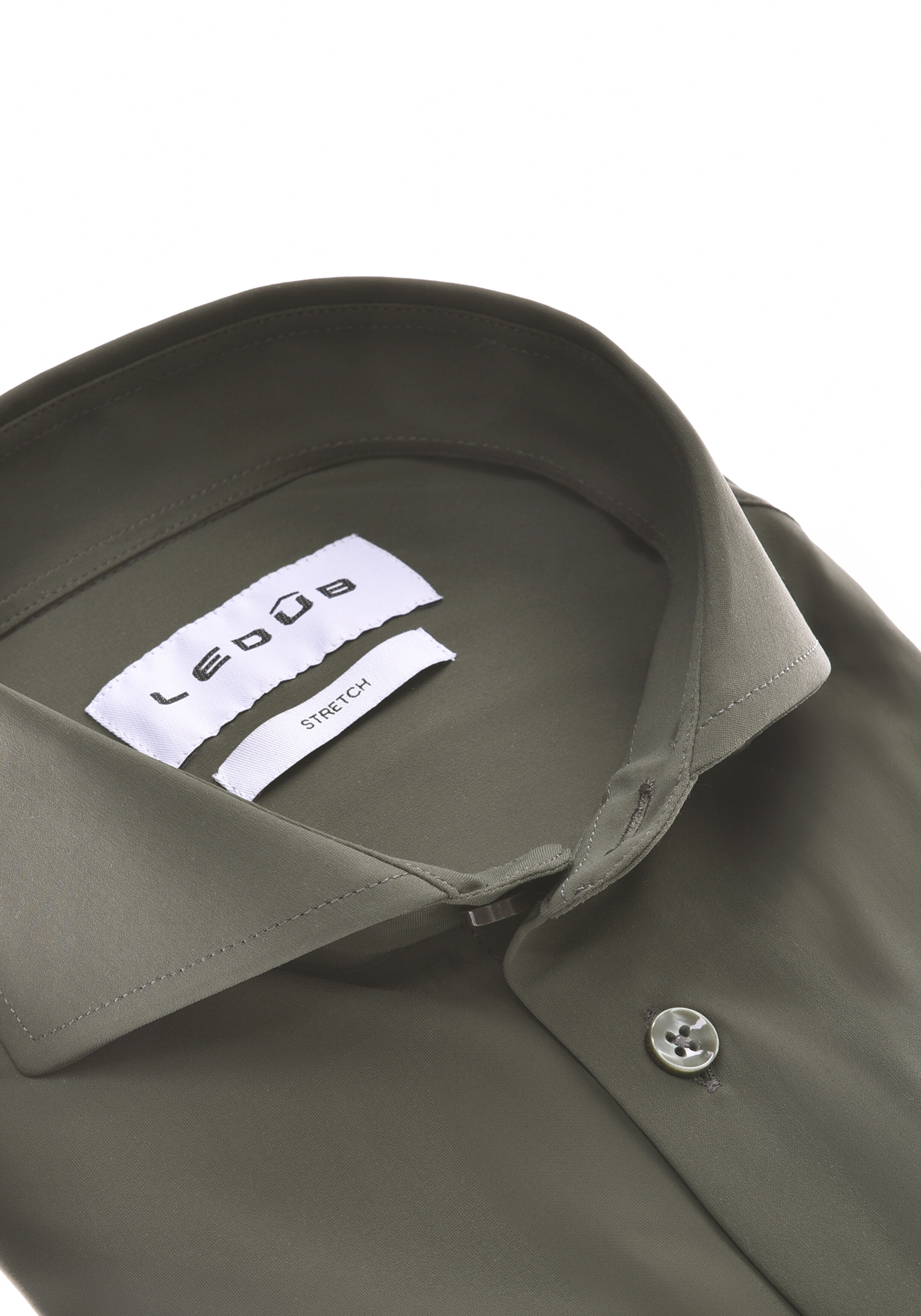 Ledub slim fit overhemd, popeline, donkergroen
