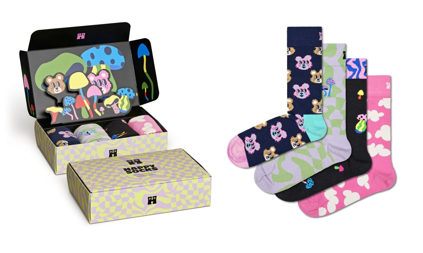 Happy Socks Happy In Wonderland Socks Gift Set (4-pack), unisex sokken in cadeauverpakking