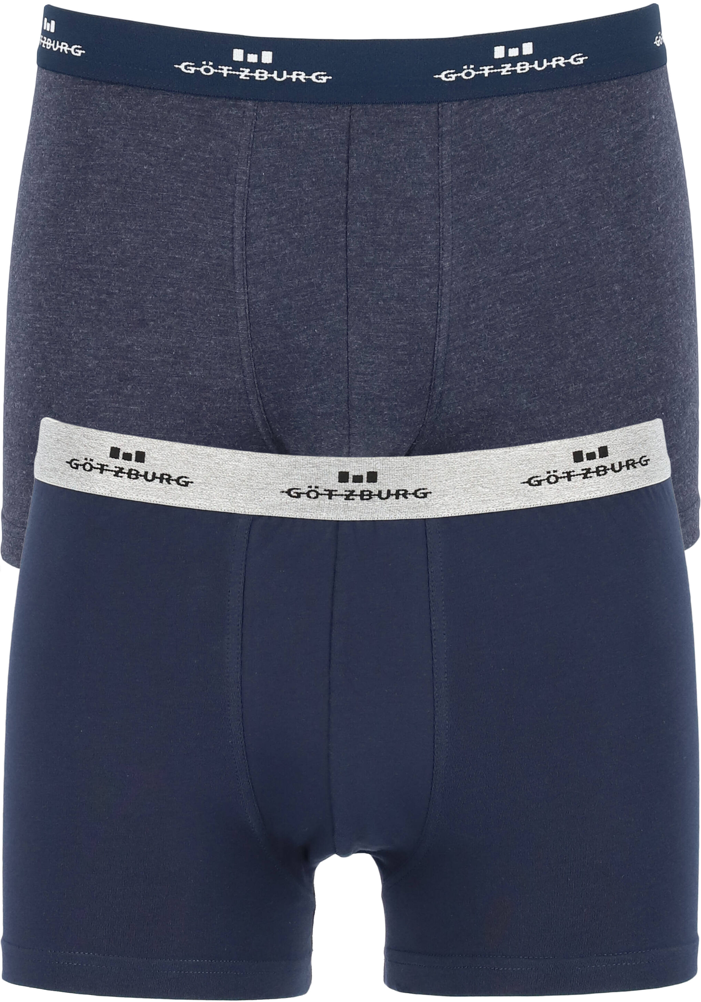 Gotzburg heren boxers (2-pack), normale lengte, donkerblauw en blauw melange