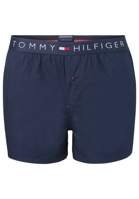 Tommy Hilfiger woven boxershort (1-pack), heren boxer katoen, wijd model, blauw uni Tommy Hilfiger woven boxershort (1-pack), heren boxer katoen, wijd model, blauw uni