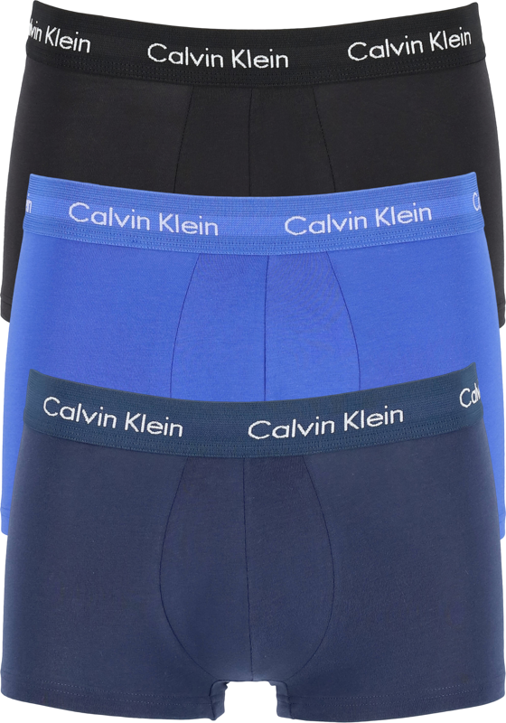Calvin Klein low rise trunks (3-pack), lage heren boxers kort, kobalt, navy en zwart Calvin Klein low rise trunks (3-pack), lage heren boxers kort, kobalt, navy en zwart