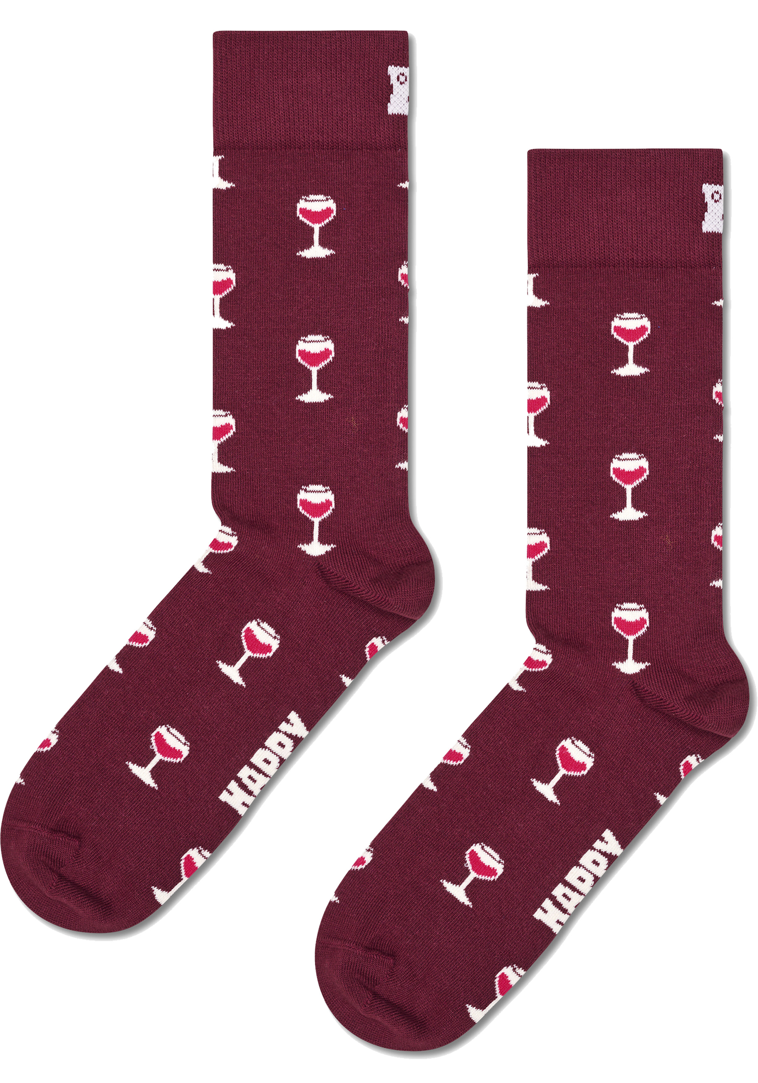 Happy Socks Glass Of Wine Sock, unisex sokken, donkerrood