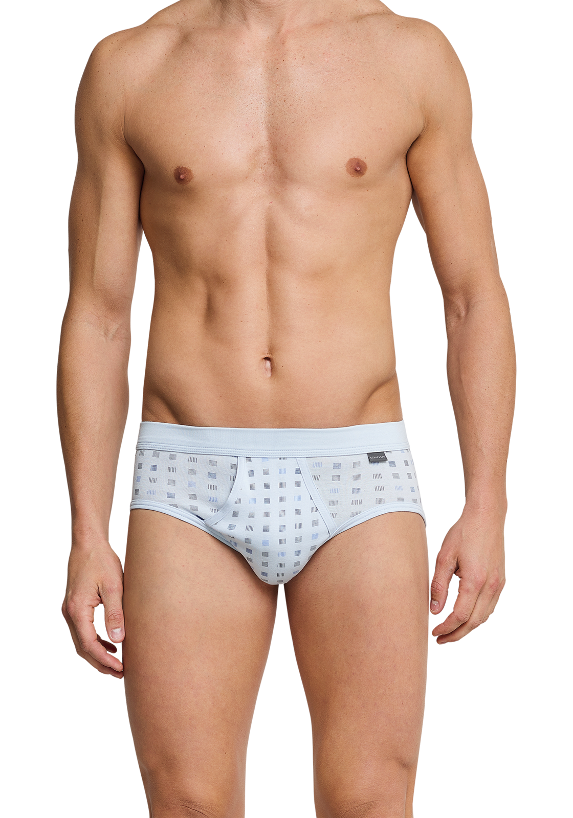4-4007063278410-schiesser-slip-2p_HR SCHIESSER Cotton Essentials sportslips (2-pack), Feinribb met gulp, lichtblauw geblokt