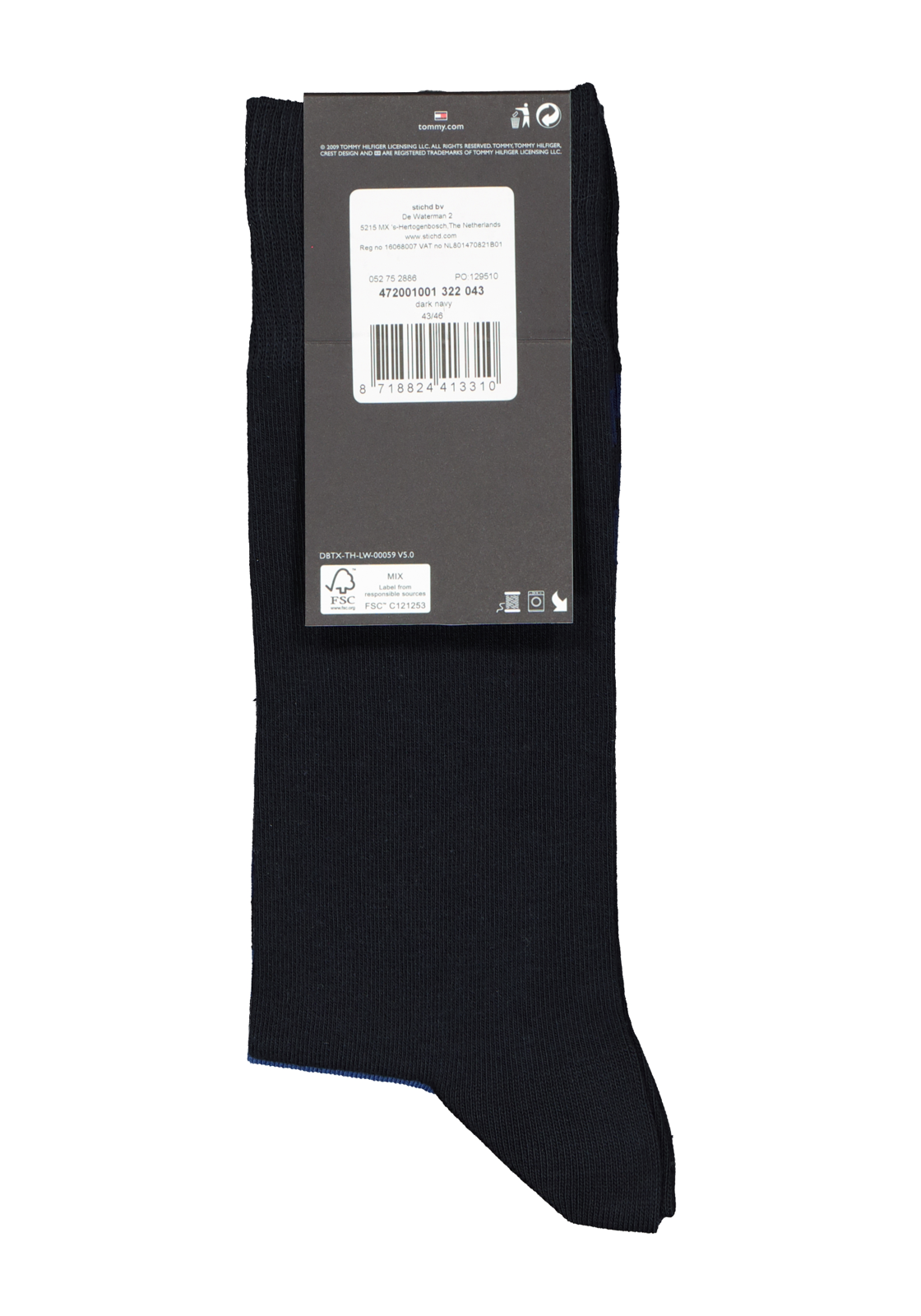 6-8718824413310_sok_HR Tommy Hilfiger Duo Stripe Socks (2-pack), herensokken katoen, gestreept en uni, blauw