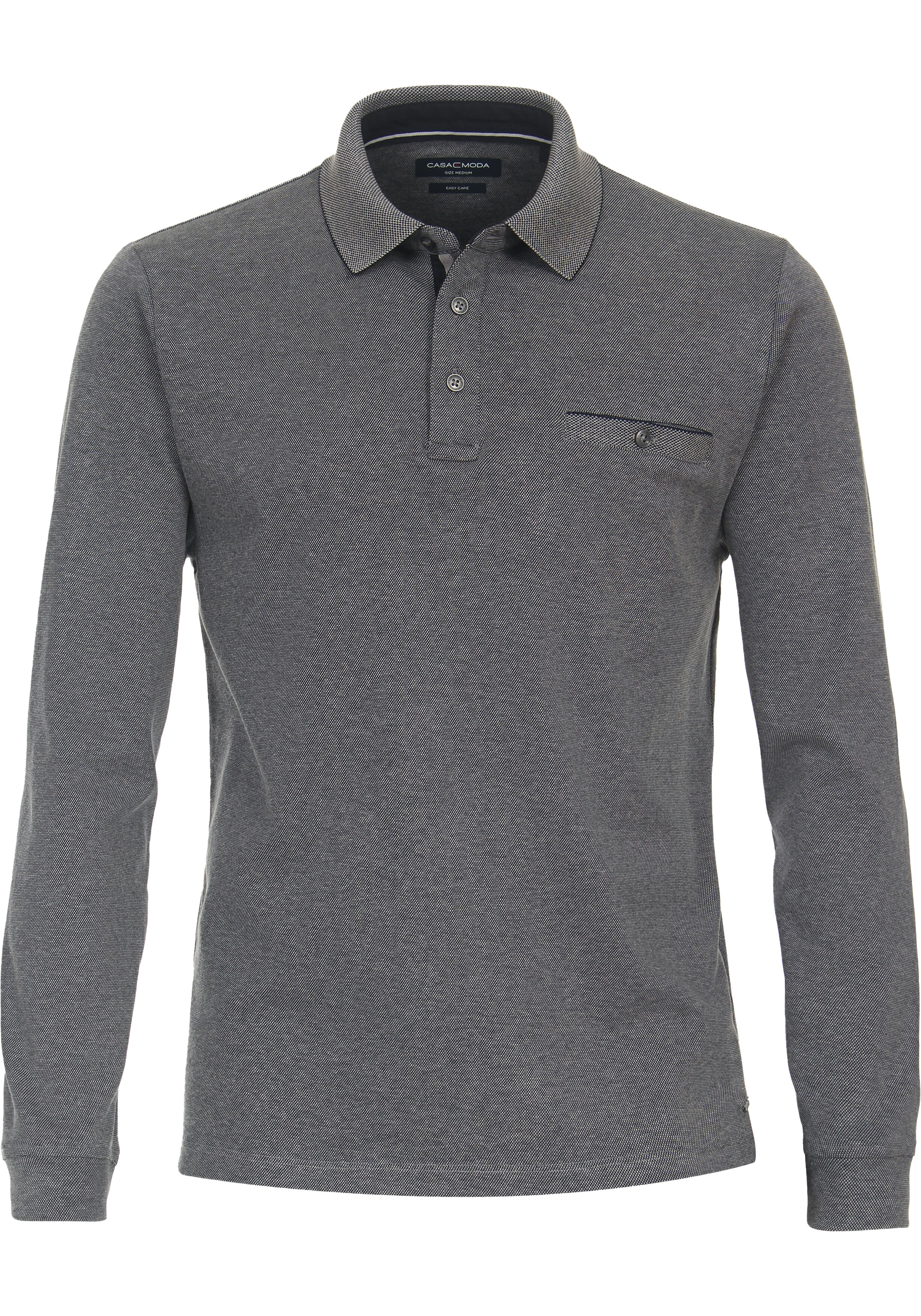 CASA MODA comfort fit polo lange mouw, blauw melange