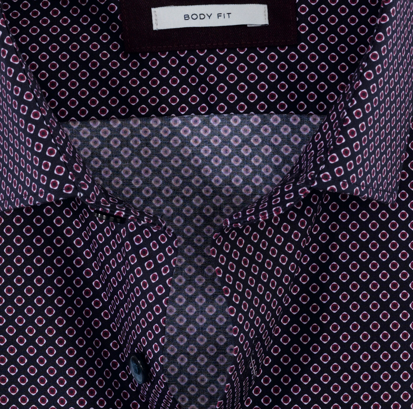 OLYMP Level 5 body fit overhemd, twill, granaat dessin