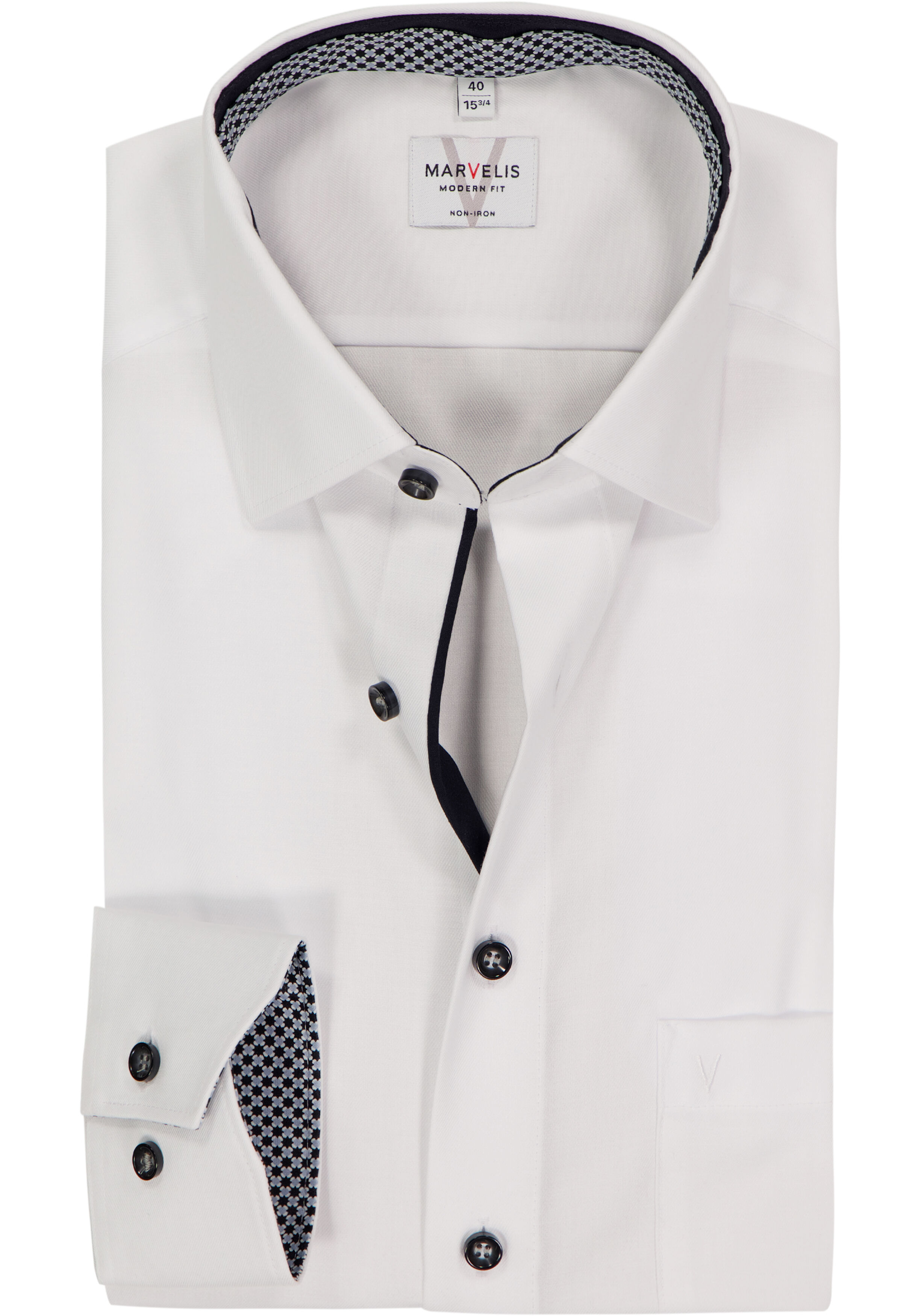 MARVELIS modern fit overhemd, twill, wit