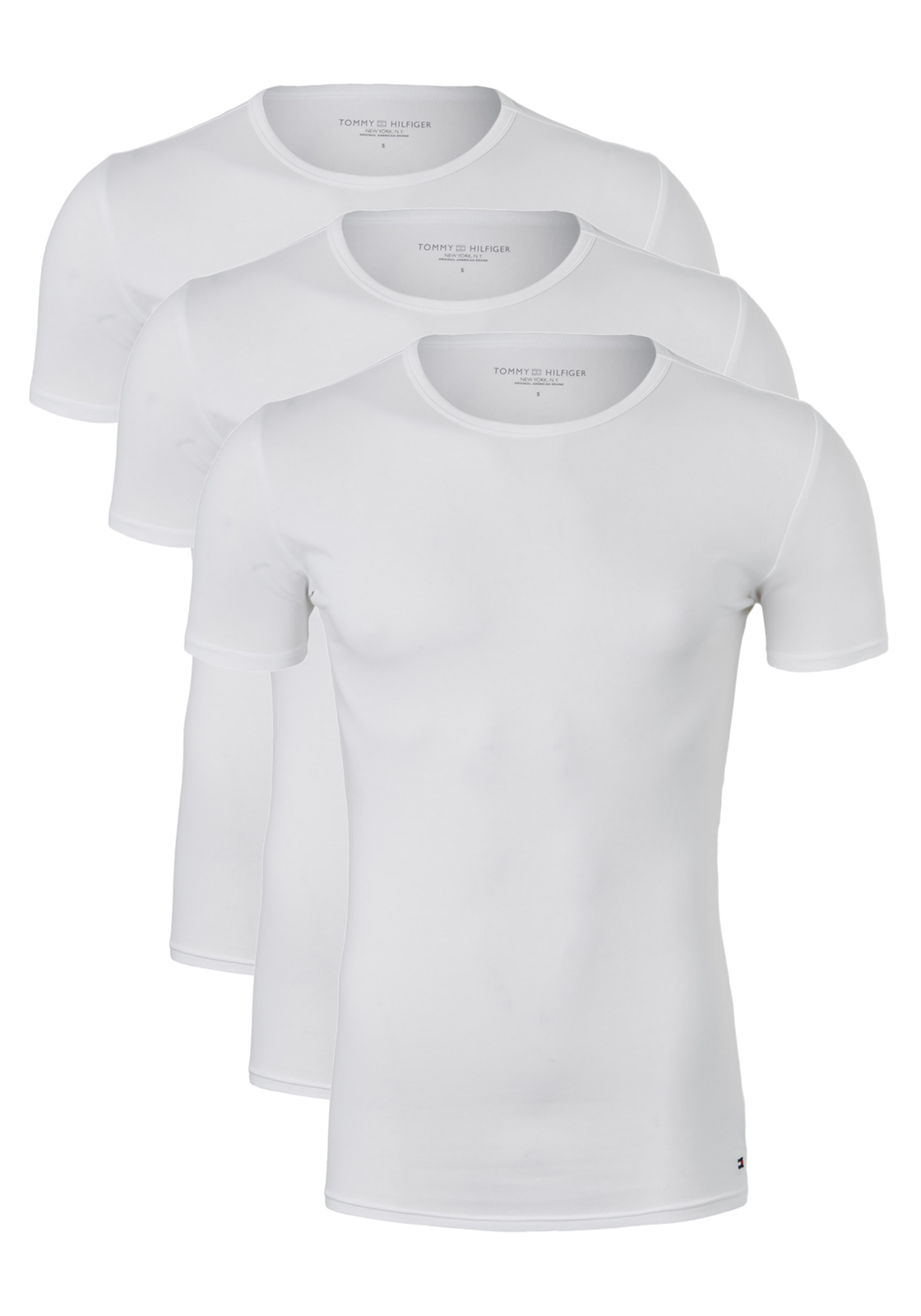 1-8718938511919_tommy_hilfiger_ondergoed_HR Tommy Hilfiger Cotton stretch T-shirts (3-pack), heren T-shirts O-hals, wit
