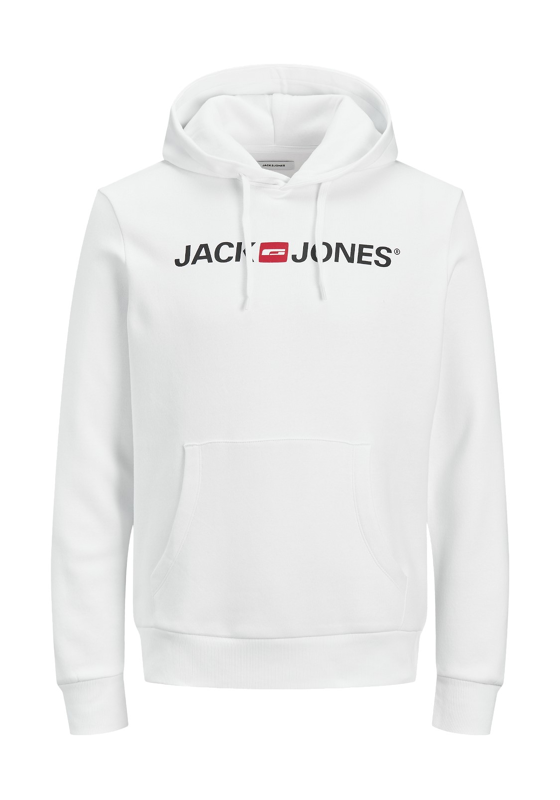 JACK & JONES Corp old logo sweat hood slim fit, heren hoodie katoenmengsel met capuchon, wit JACK & JONES Corp old logo sweat hood slim fit, heren hoodie katoenmengsel met capuchon, wit