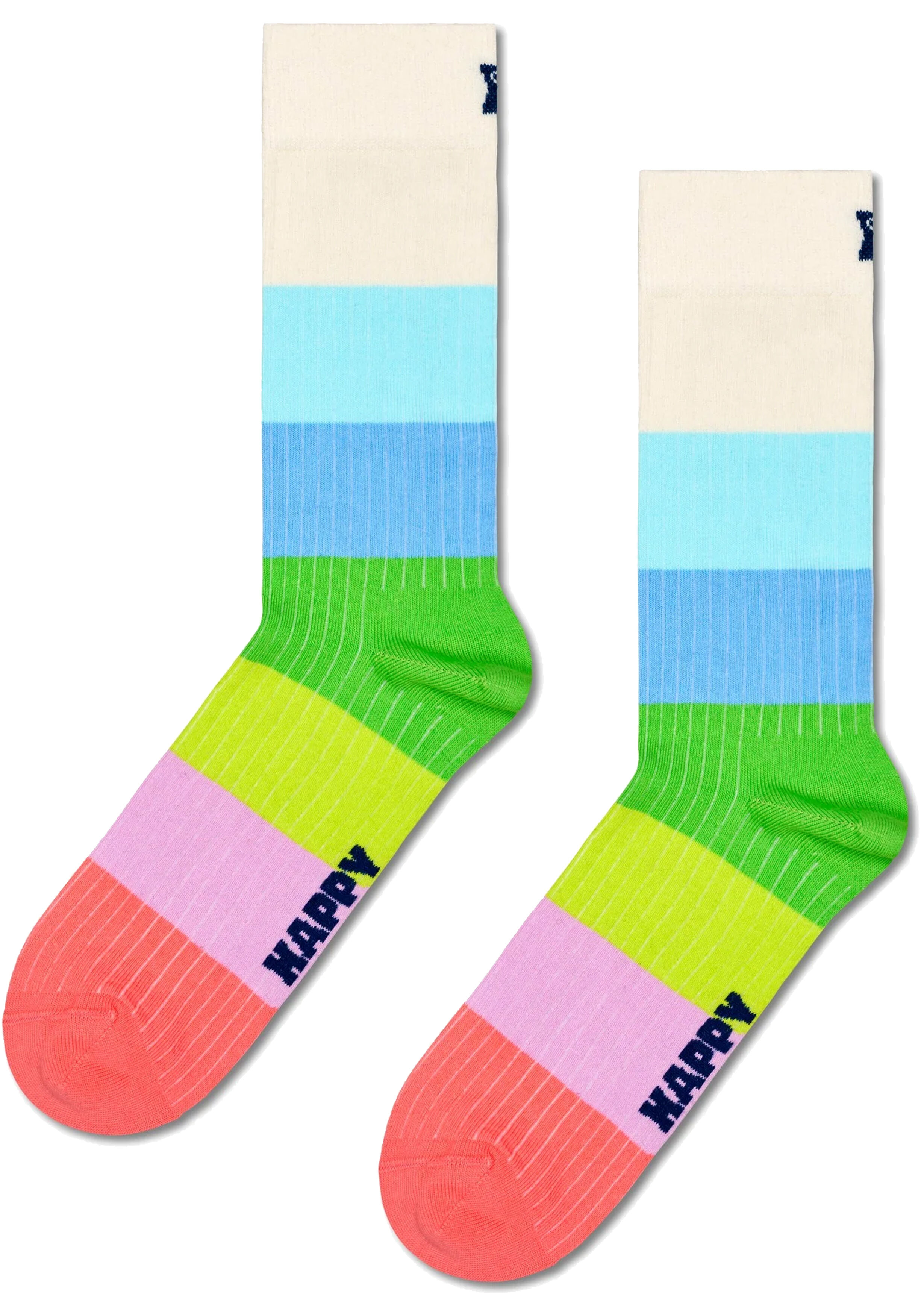 Happy Socks Chunky Stripe Sock, unisex sokken, wit